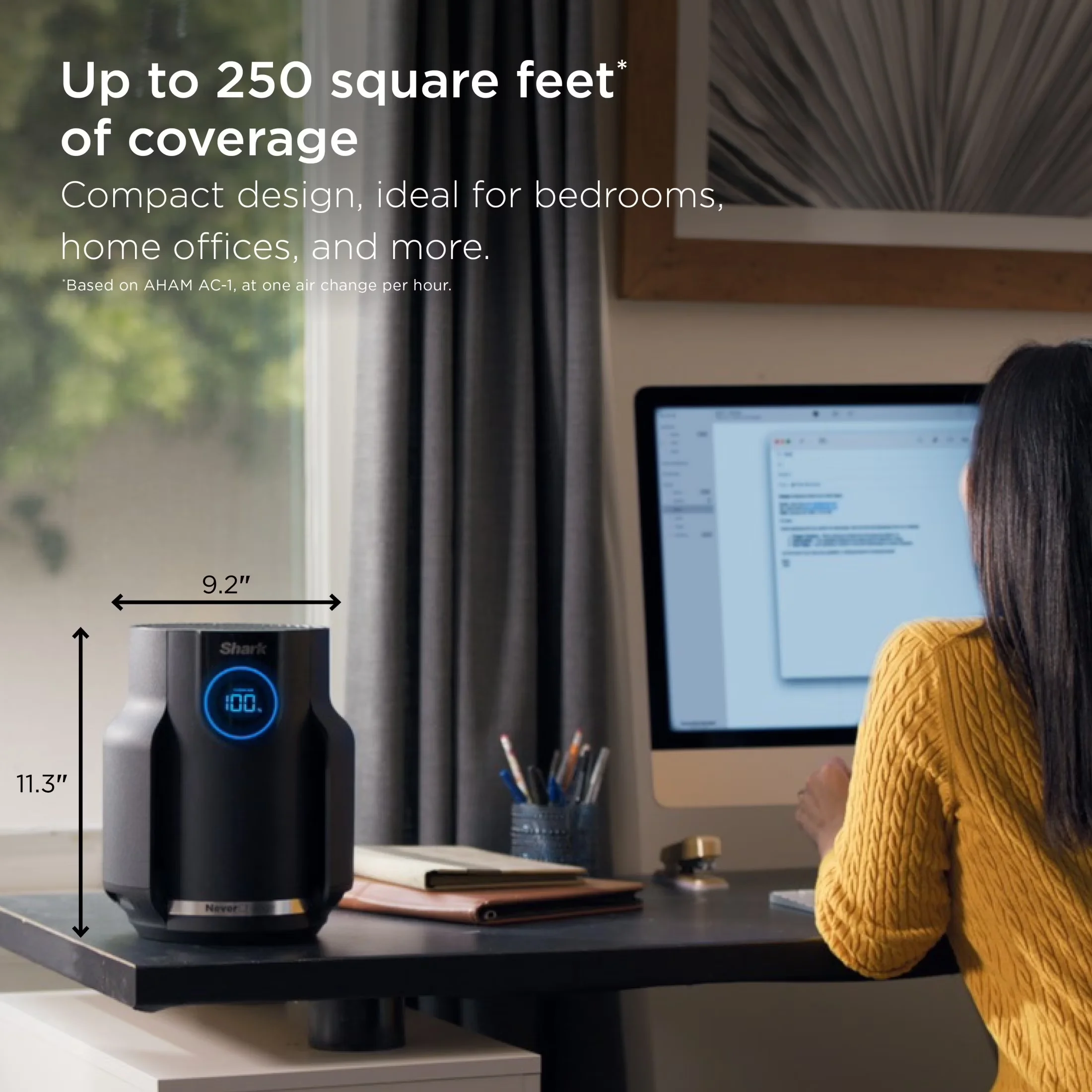 Reliable Air Purifier with Variable Speed, HP070 Black, 5-Year HEPA-Exceeding Filter - Model 46C64F