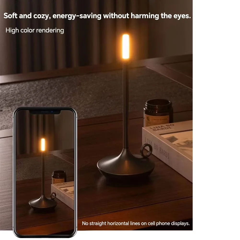 Reliable Desk Lamp with LED, Battery, Atmospheric Candlelight Art LED - Aluminum Oxide Black Model F6565E