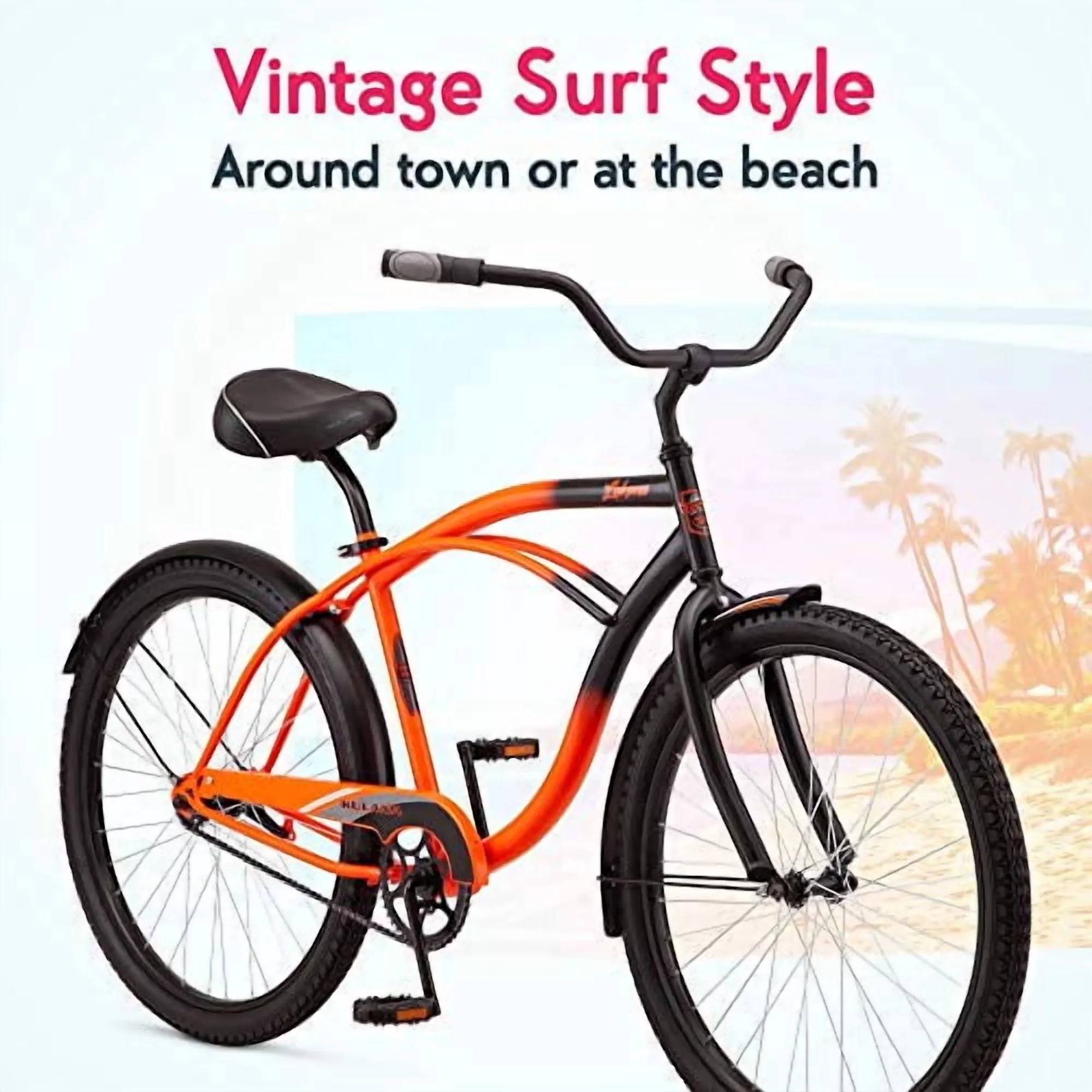 Cruiser Bike Quality with Adjustable Seat Height, 26 In. Wheels - Orange/Black Model AAA7A5