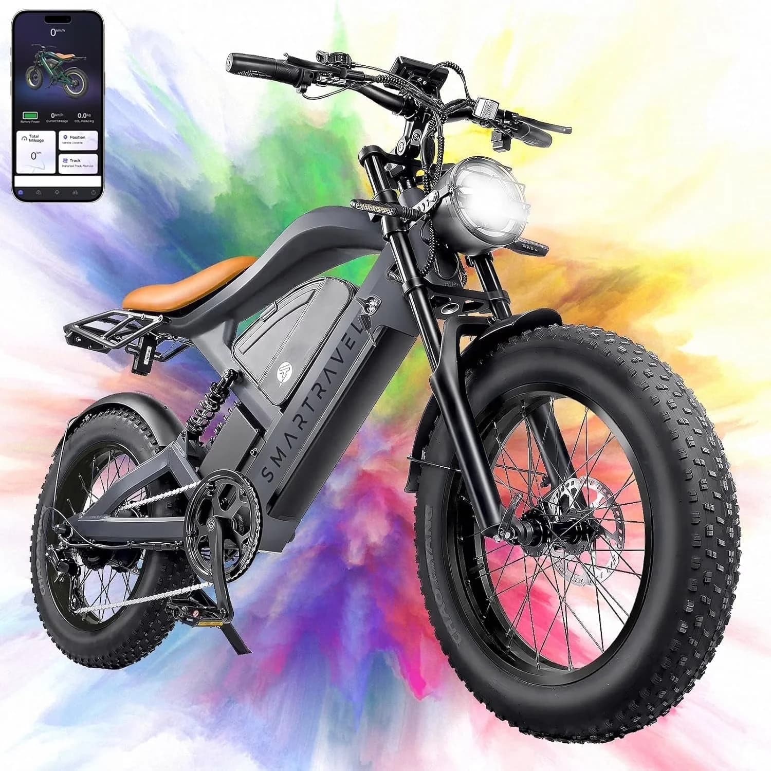 Versatile Electric Bike with Battery, 1500W, Features a powerful 1500W peak motor. - Gray Model 2C7E9D