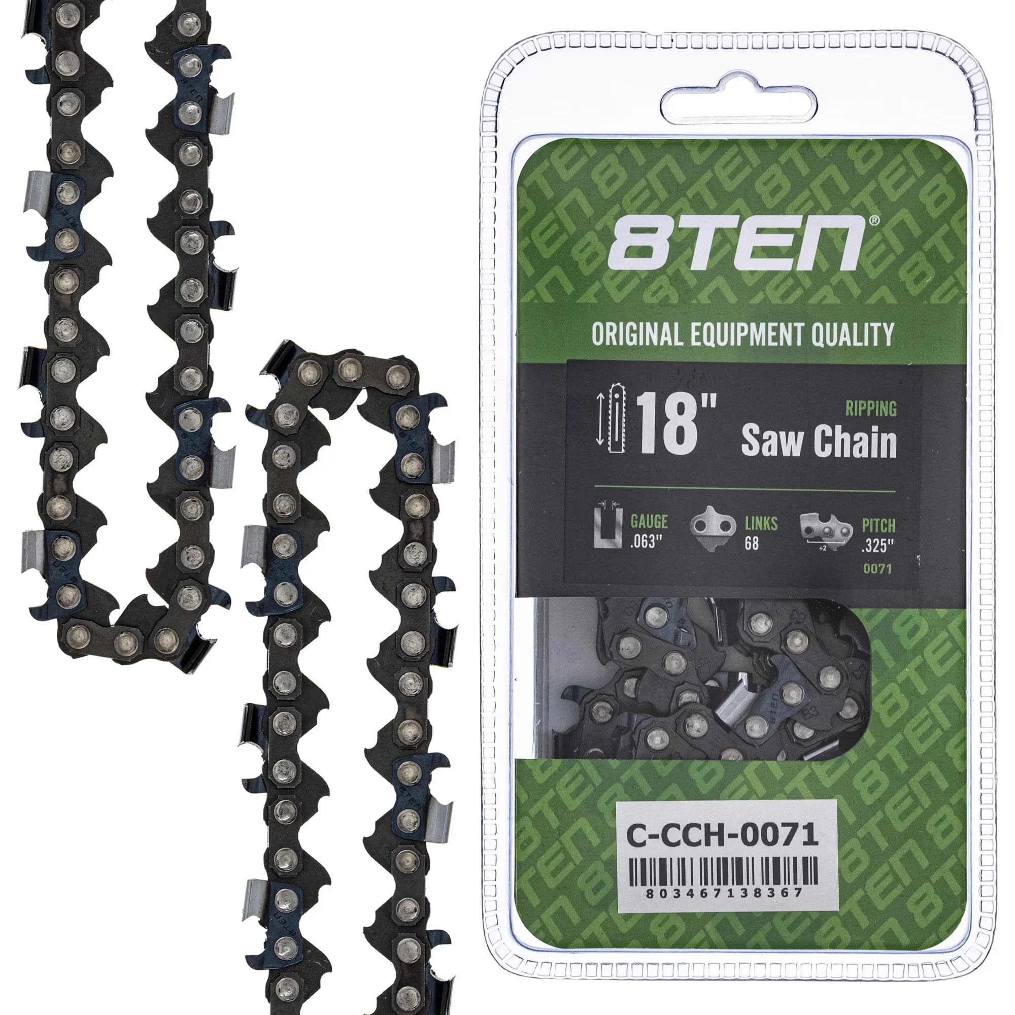 Sleek Replacement Parts Accessory with 18" Chainsaw Bar & Chain .063 13/40 68DL - Model 350824