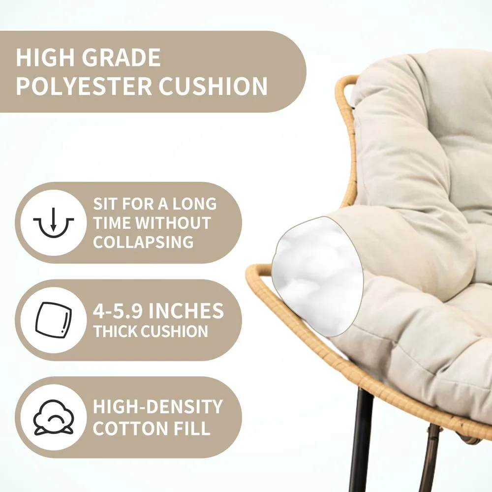 Professional Patio Chair with Rocking Nursery, Rattan Wicker Armchair - Cotton, Metal Black for Living Room Model 0C5710