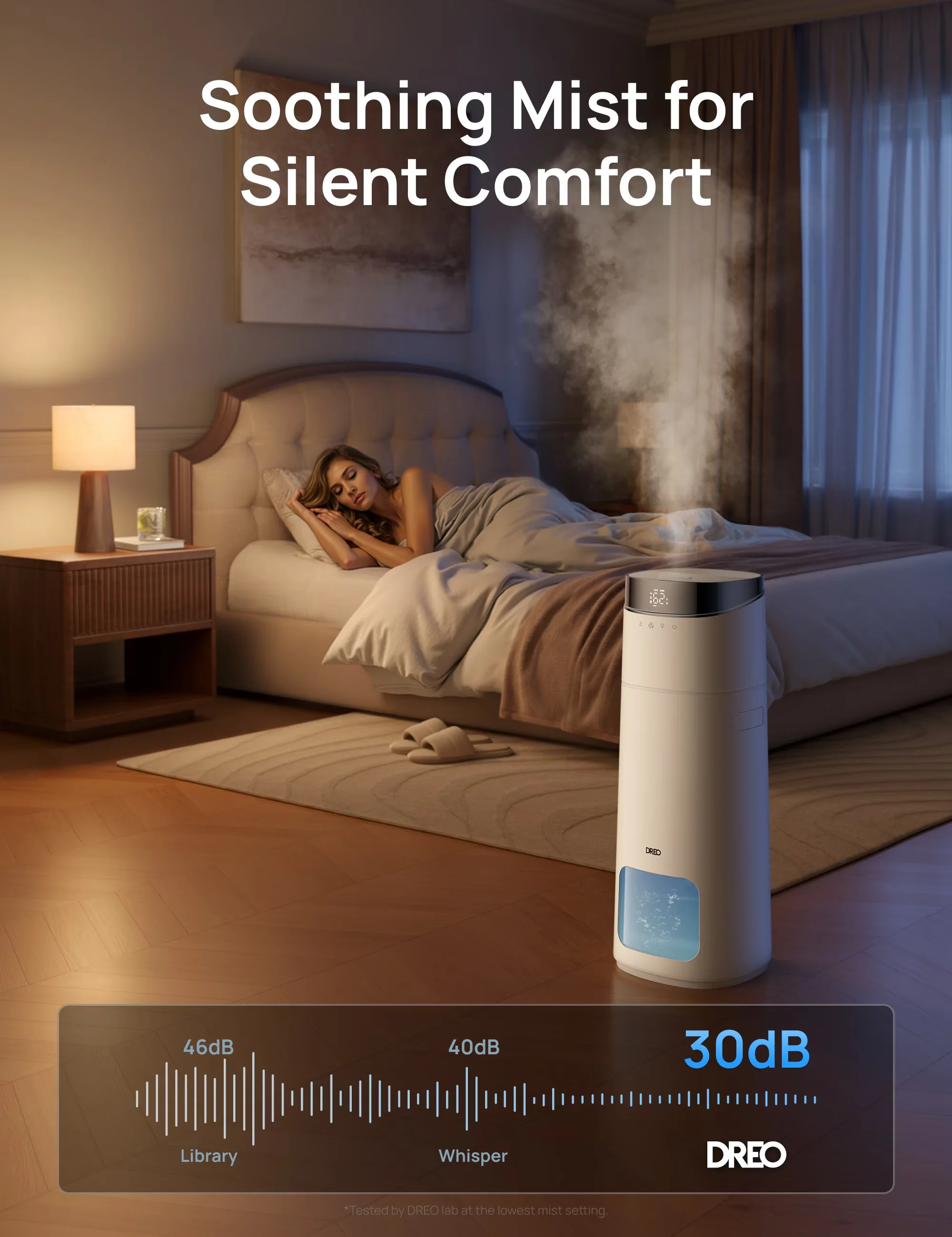 Quality Humidifier with Remote Controlled, Automatic Moisture Control, Water Level Indicator - White Model E43406
