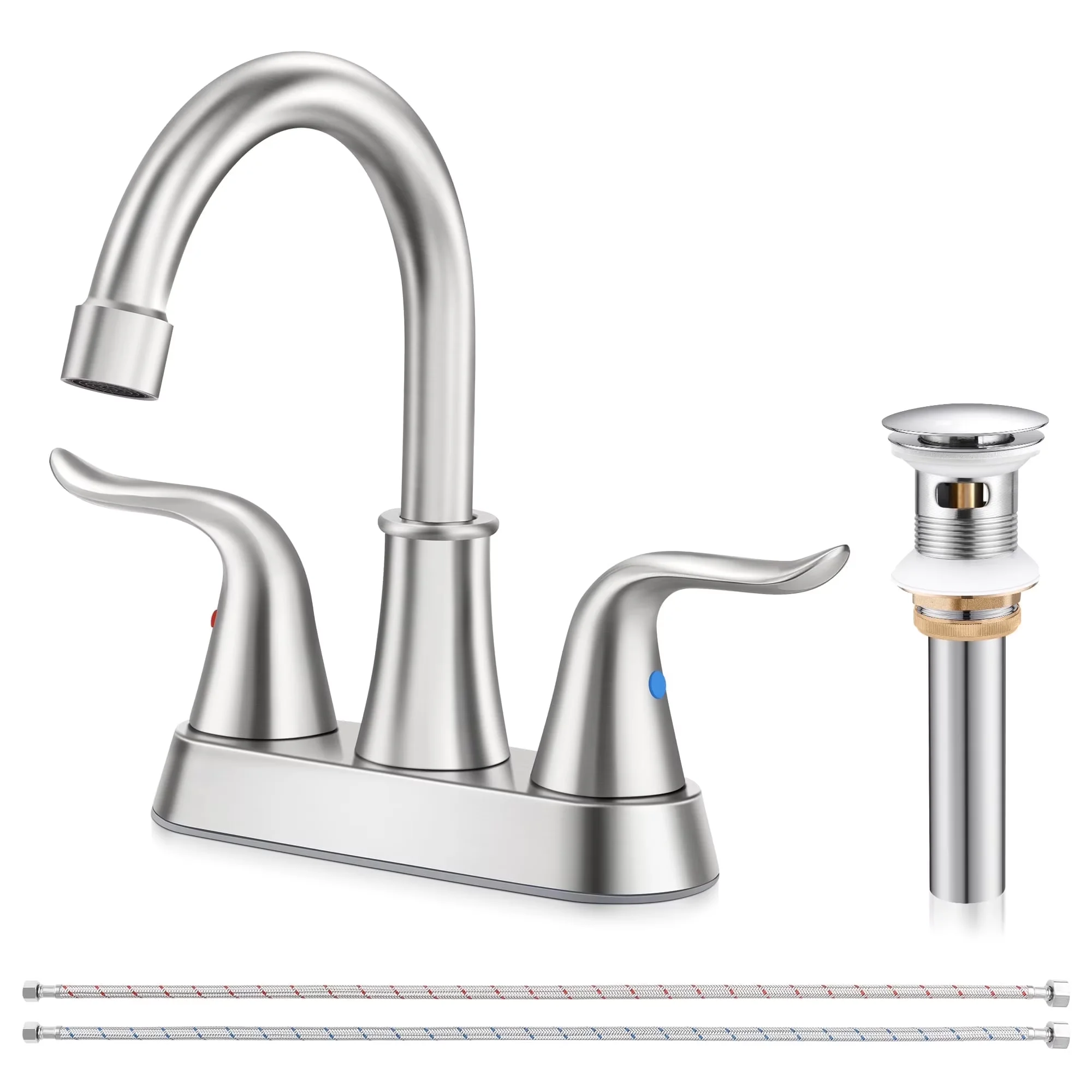 Versatile Plumbing with Bacteria Resistant, 360 Degree Swivel - Stainless Steel for Bathroom Model E2A203