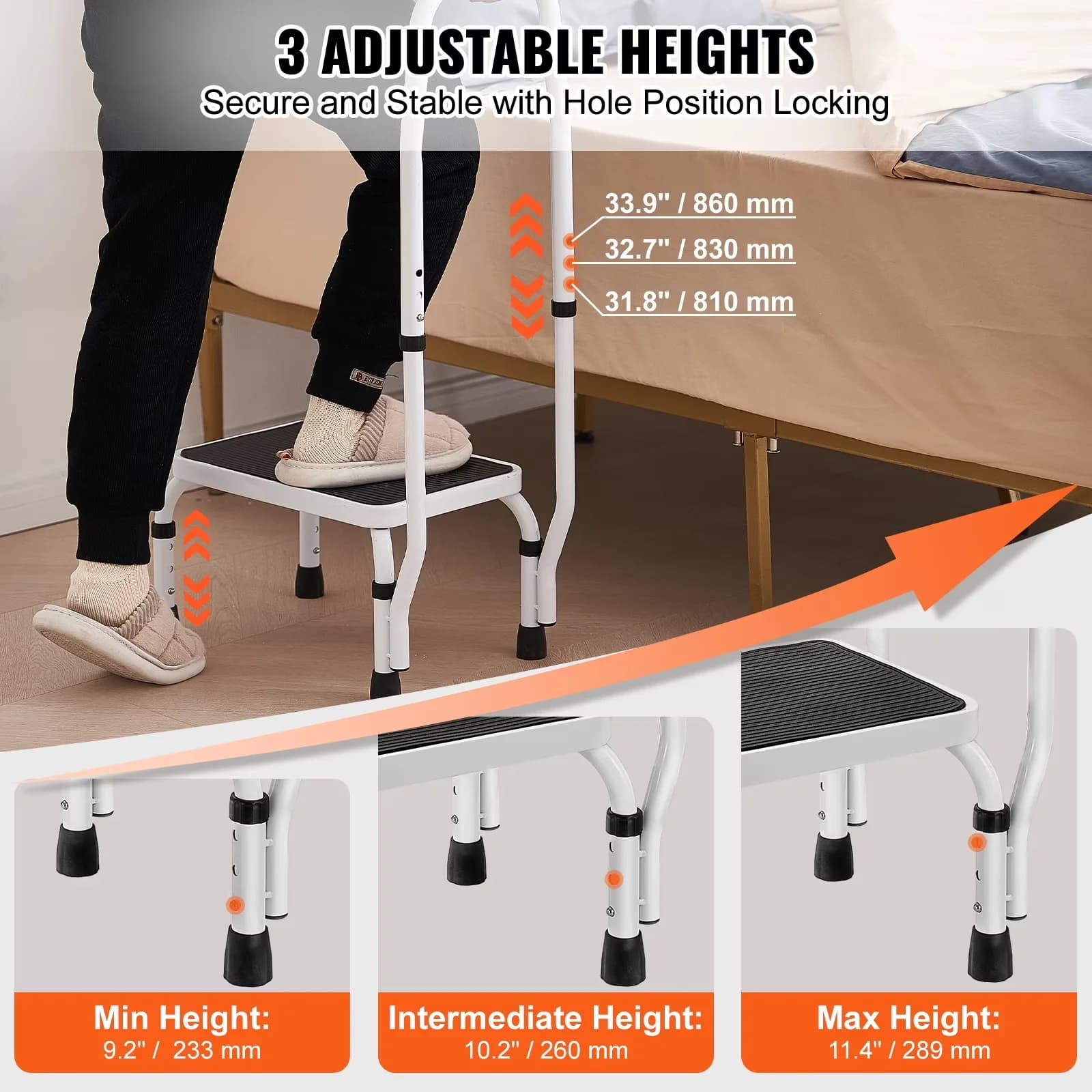 Versatile Ladders And Step Stool with Handle Steel Ladder, Portable Stools - White Stainless Steel for Office Model 05B0E7