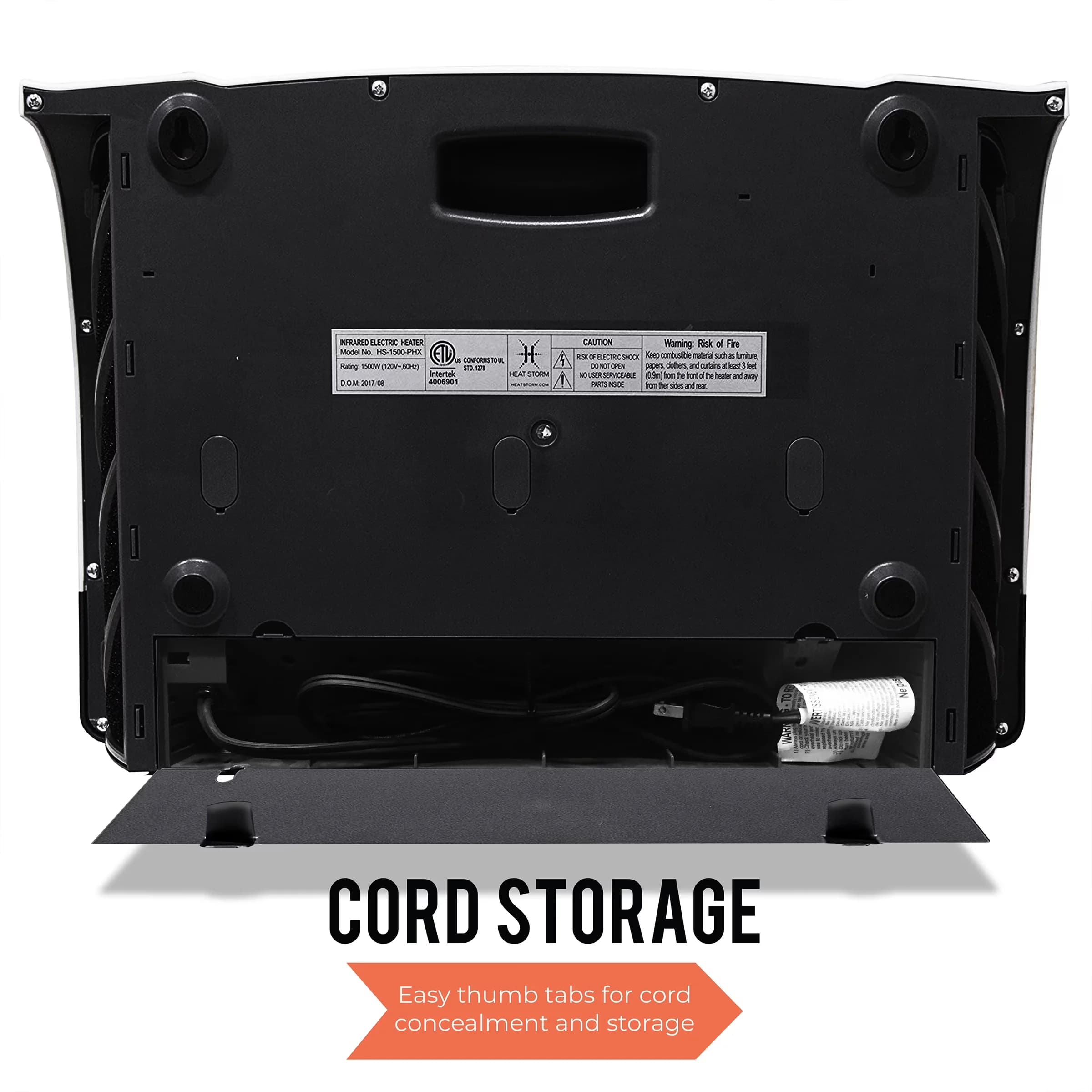 Efficient Portable And Electric Space Heater with 1500W, Temperature Controlled - 19" x 4" x 13" Model 8AE826
