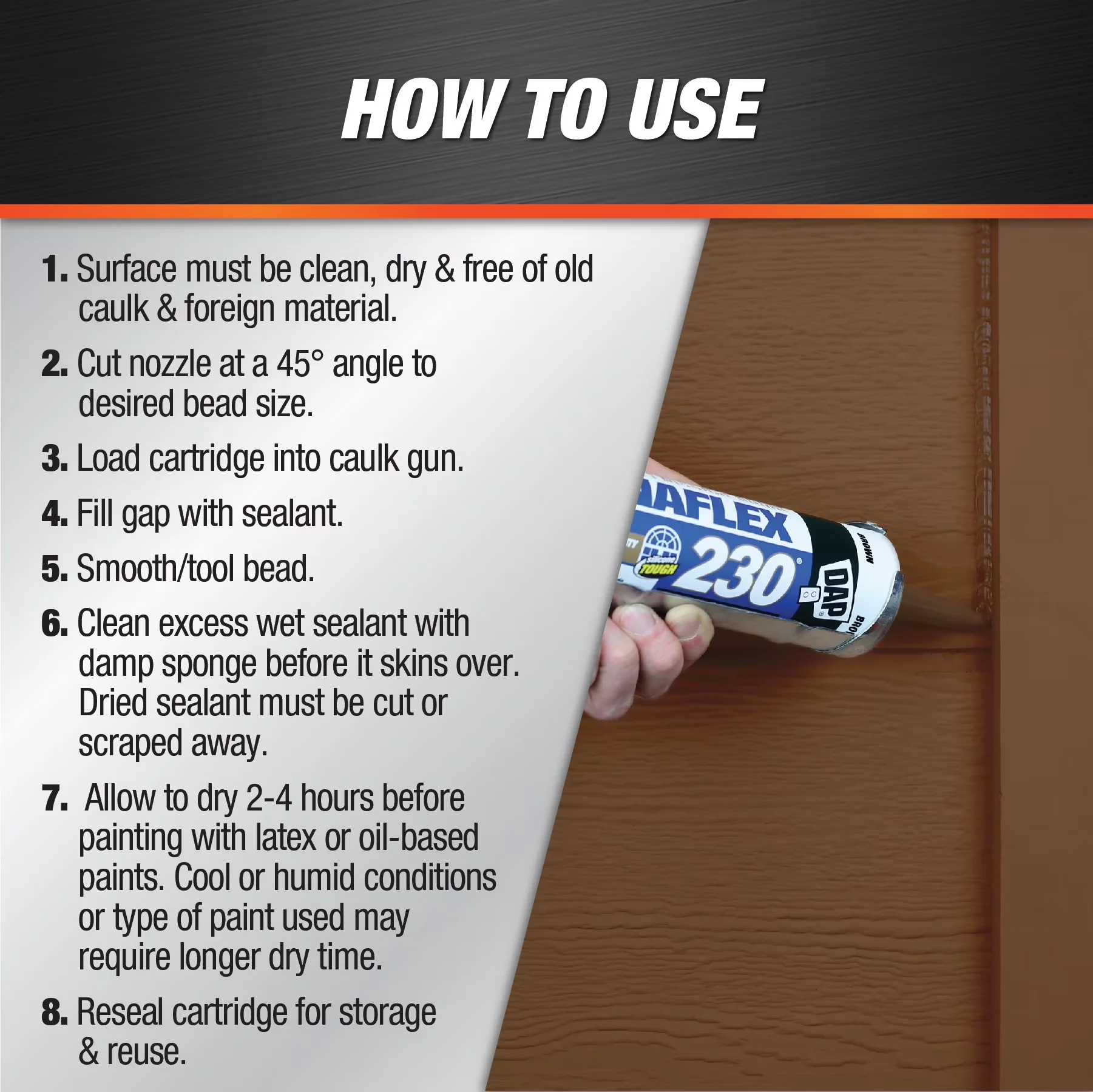 Reliable Adhesives Glues In Paint Supplies Tool with Waterproof, Door and Trim Latex Caulk - Brown Model 7A0DA6