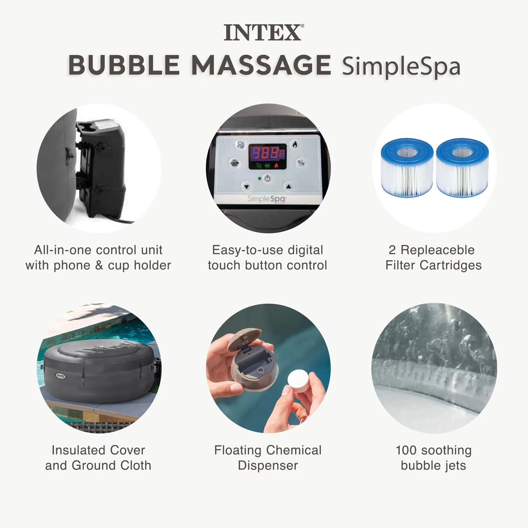 Hot Tub Reliable with Insulated, Inflatable - SimpleSpa for Everyday Use Model C15531