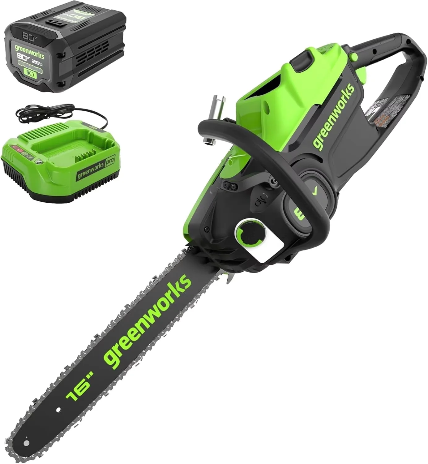 Stylish Chainsaw with Battery, 80V, Automatic Chain Oiler - Green - Long-Lasting Performance Model 21E3A8