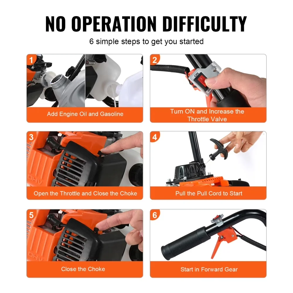 Quality Trillers Cultivator with Tiller, 4 Steel Adjustable Front Tines, 31CC 4-Stroke Garden for Garden - Model 0715C4
