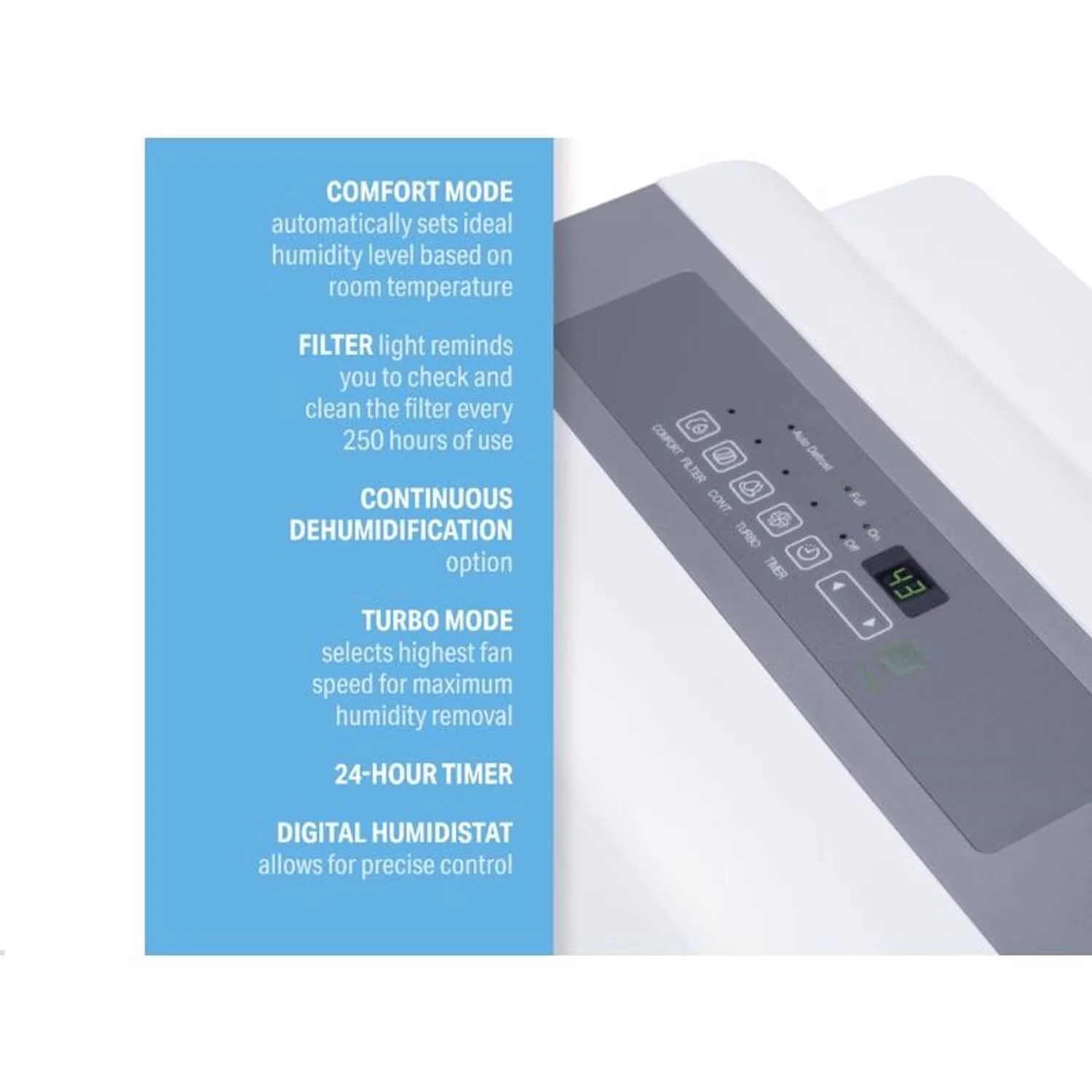 Classic Dehumidifier with Easy to use, Provides energy savings and comfort, Sleek design - Silver Model 8EFCC7
