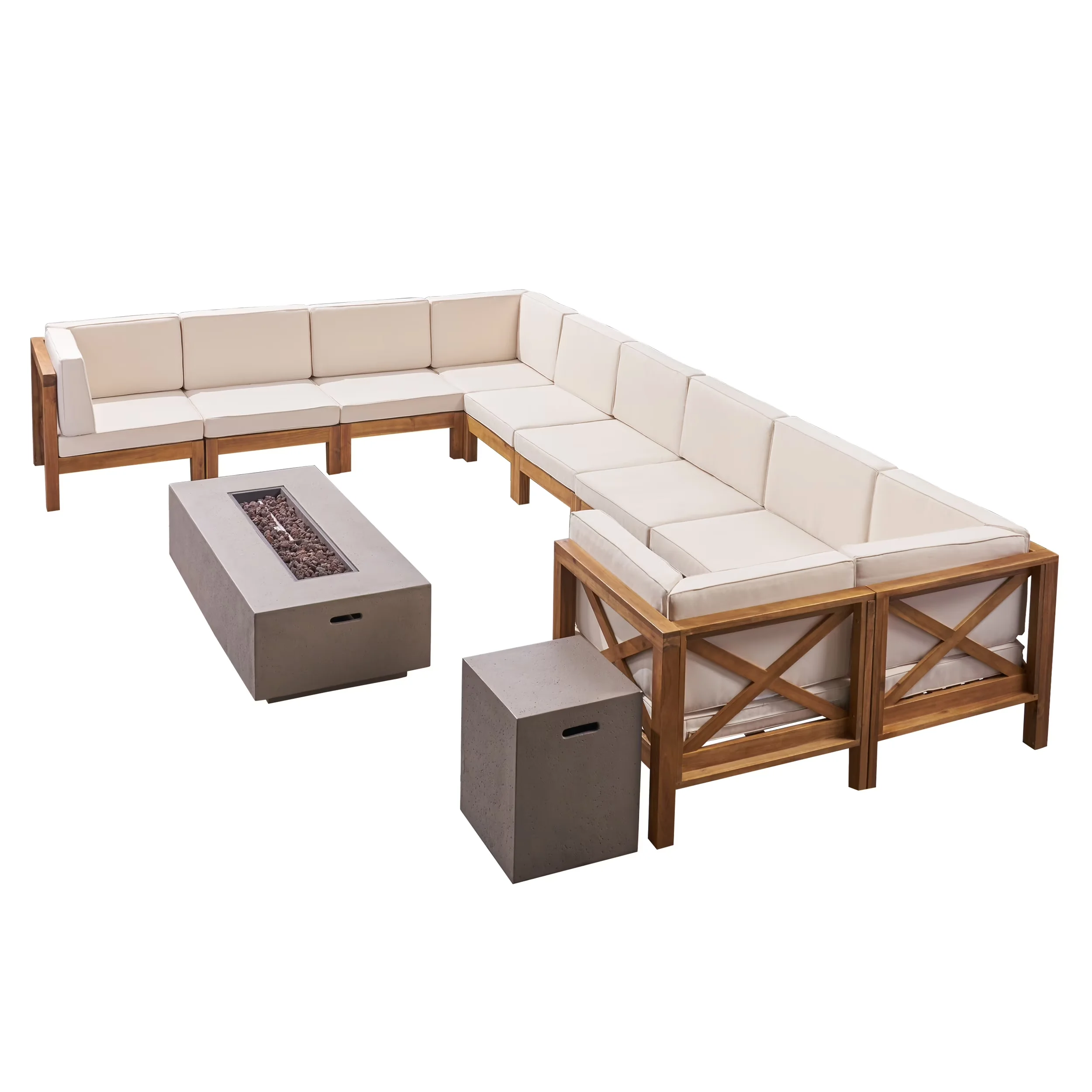 Modern Outdoor Sofas Sectional with Water-Resistant, Traditional - Acacia Wood Brown Model 3275DF