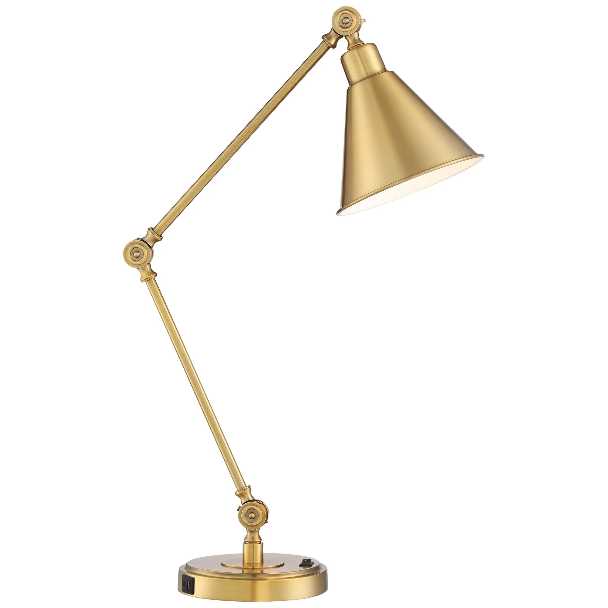 Quality Desk Lamp with Incandescent, Task Lamps, USB Charging Port Adjustable Arm Head - Metal Gold Model 5F9FD3