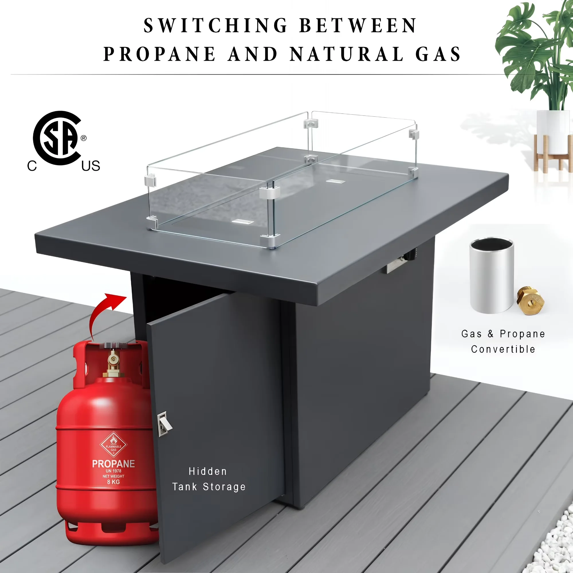 Innovative Outdoor Heating with 60000 BTU, Smokeless, 43" Aluminum Propane Fire Pit Table - Gray Aluminum Model 4AEA3D