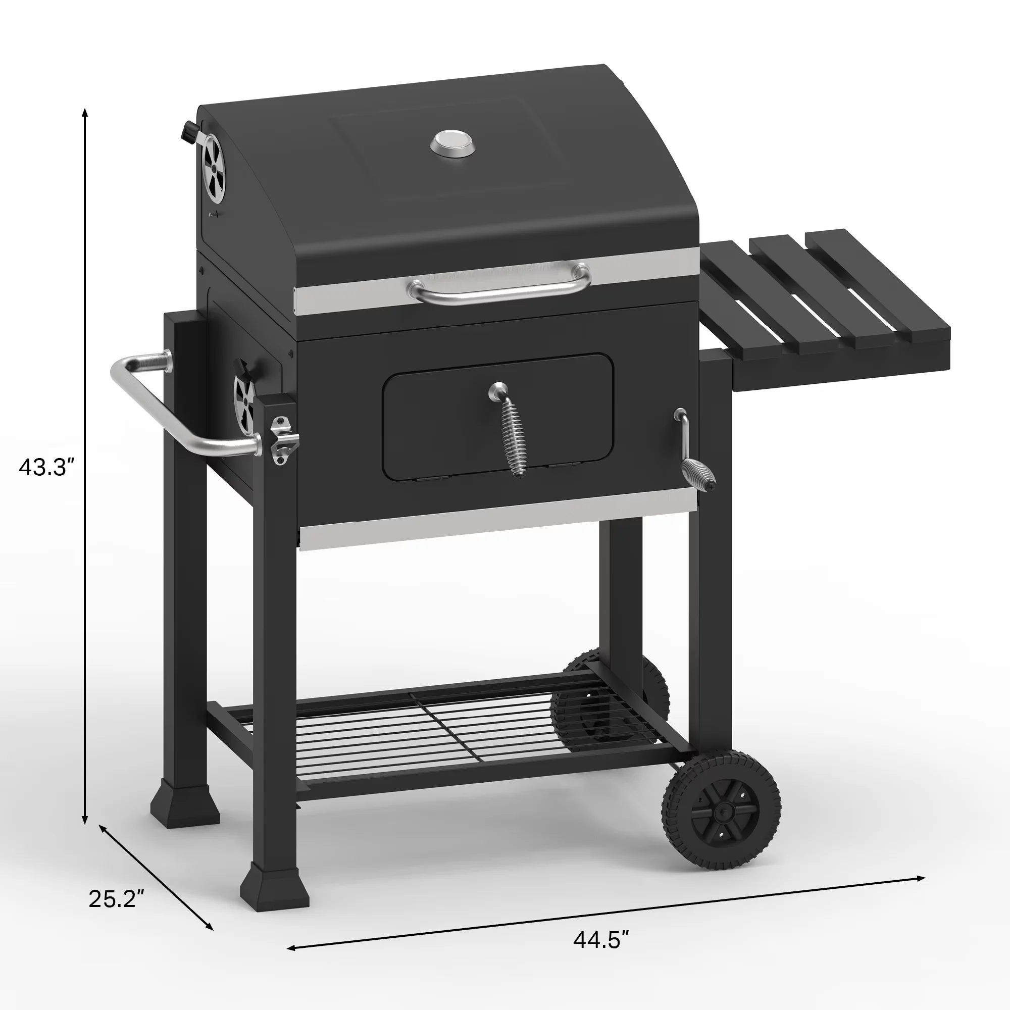 Compact Charcoal Grill with Adjustable Charcoal Tray - Black Steel - Easy to Use Model 994657