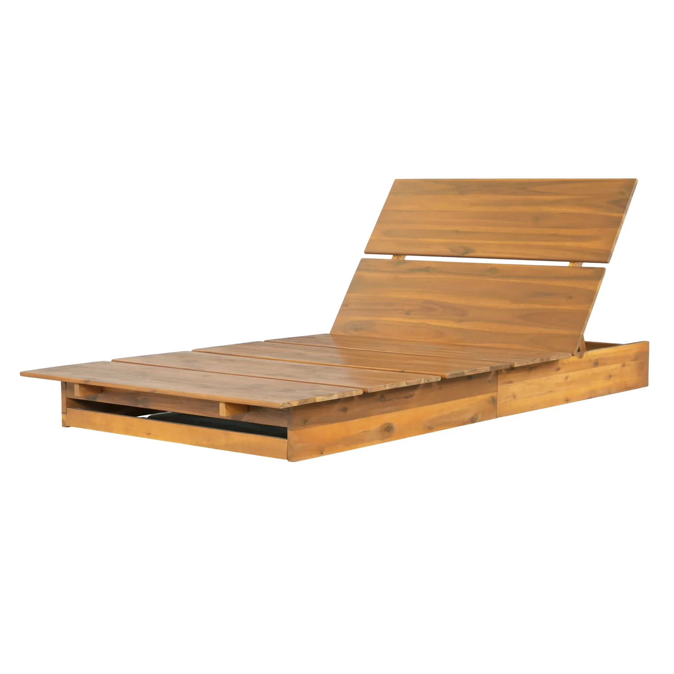Reliable Patio Chair with Quick Dry, Weather-Resistant, Adjustable Backrest - Brown Acacia Wood Model B23C57