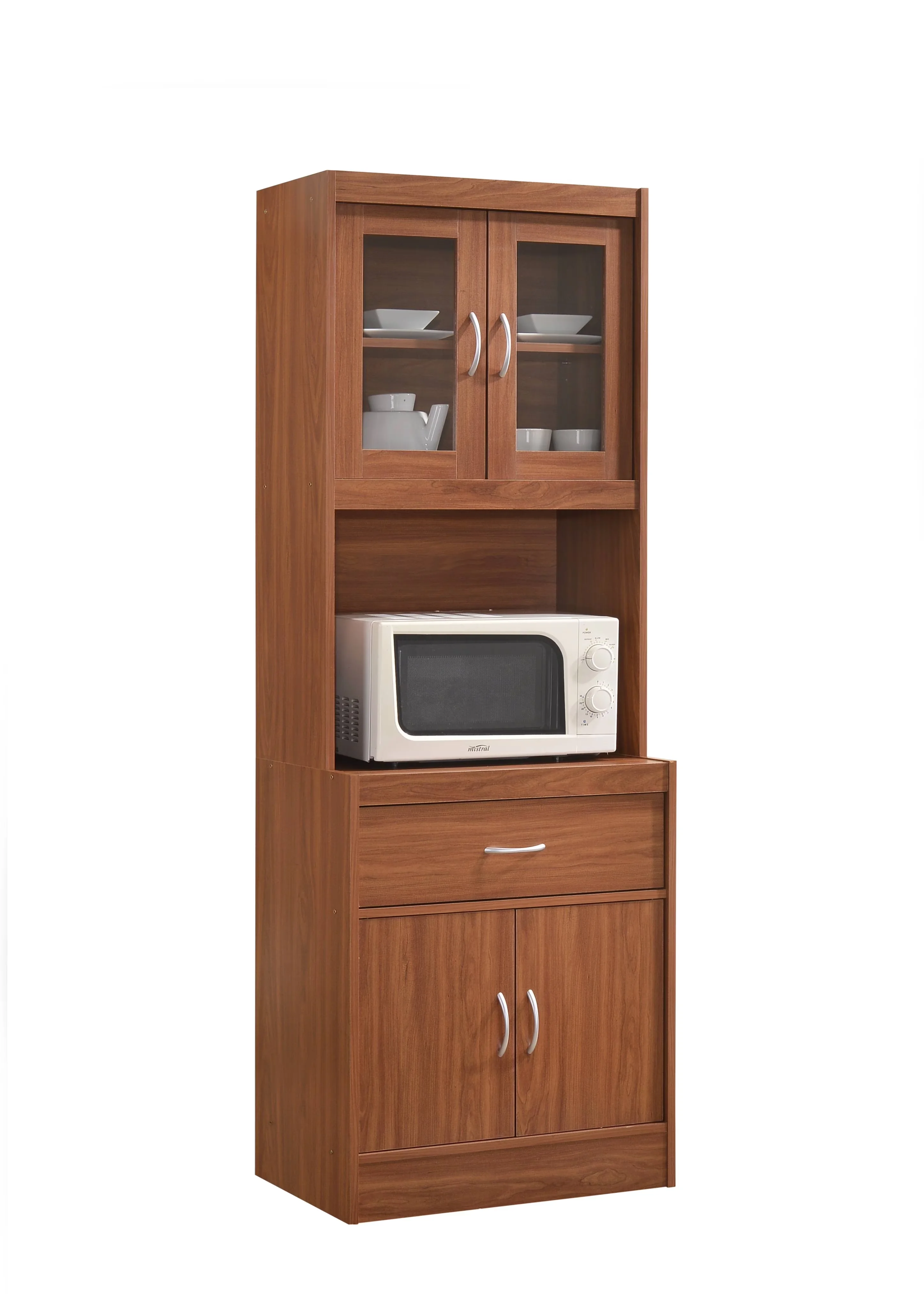 Premium Kitchen Renovation with Contemporary, Microwave Shelf, 1-Drawer - Wood Laminate Red Model 563EC7