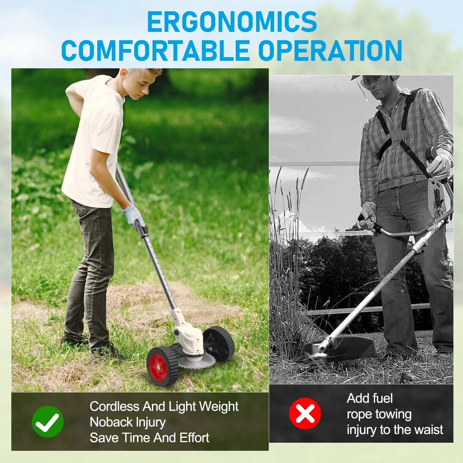 Professional String Trimmer with Battery, 200W, Attachment Capable - White Model 74F085