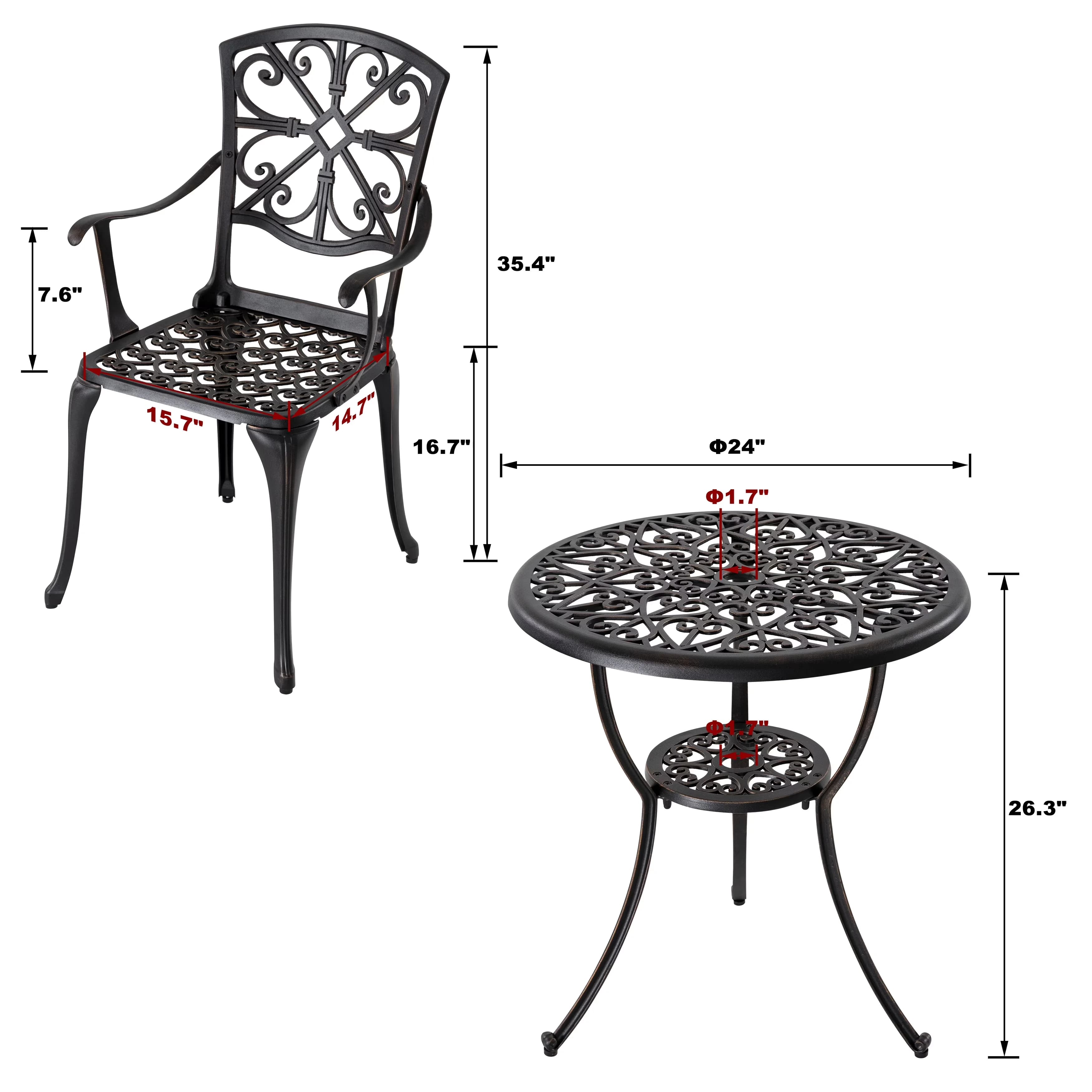 Modern Patio Dining Set with Weather-Resistant, Outdoor Table Sets, Umbrella Hole - Model D87724