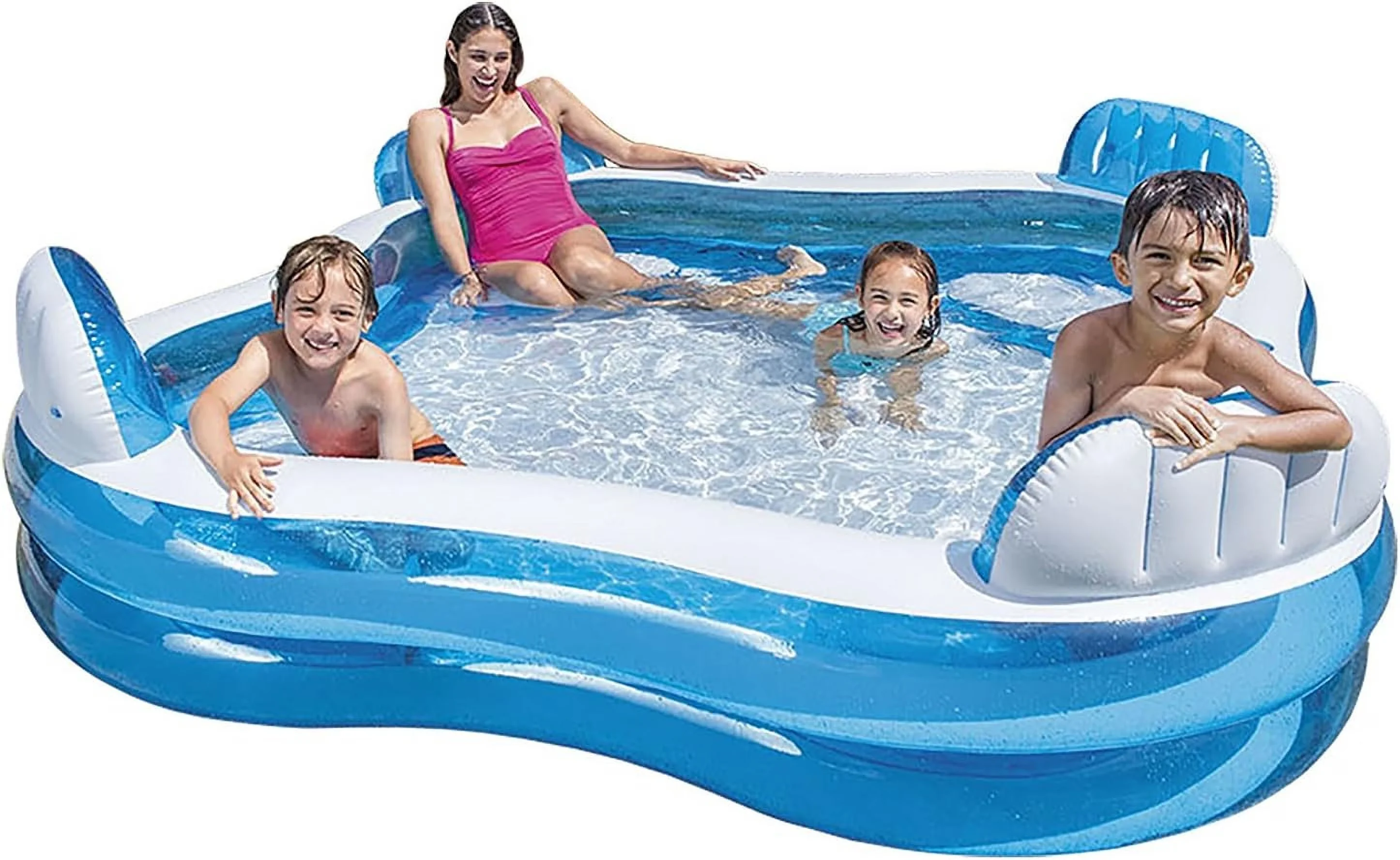 Classic Inflatable Pool with 4 Built-in Seats, Age grade: 3+ years for Party - Model 80B21F