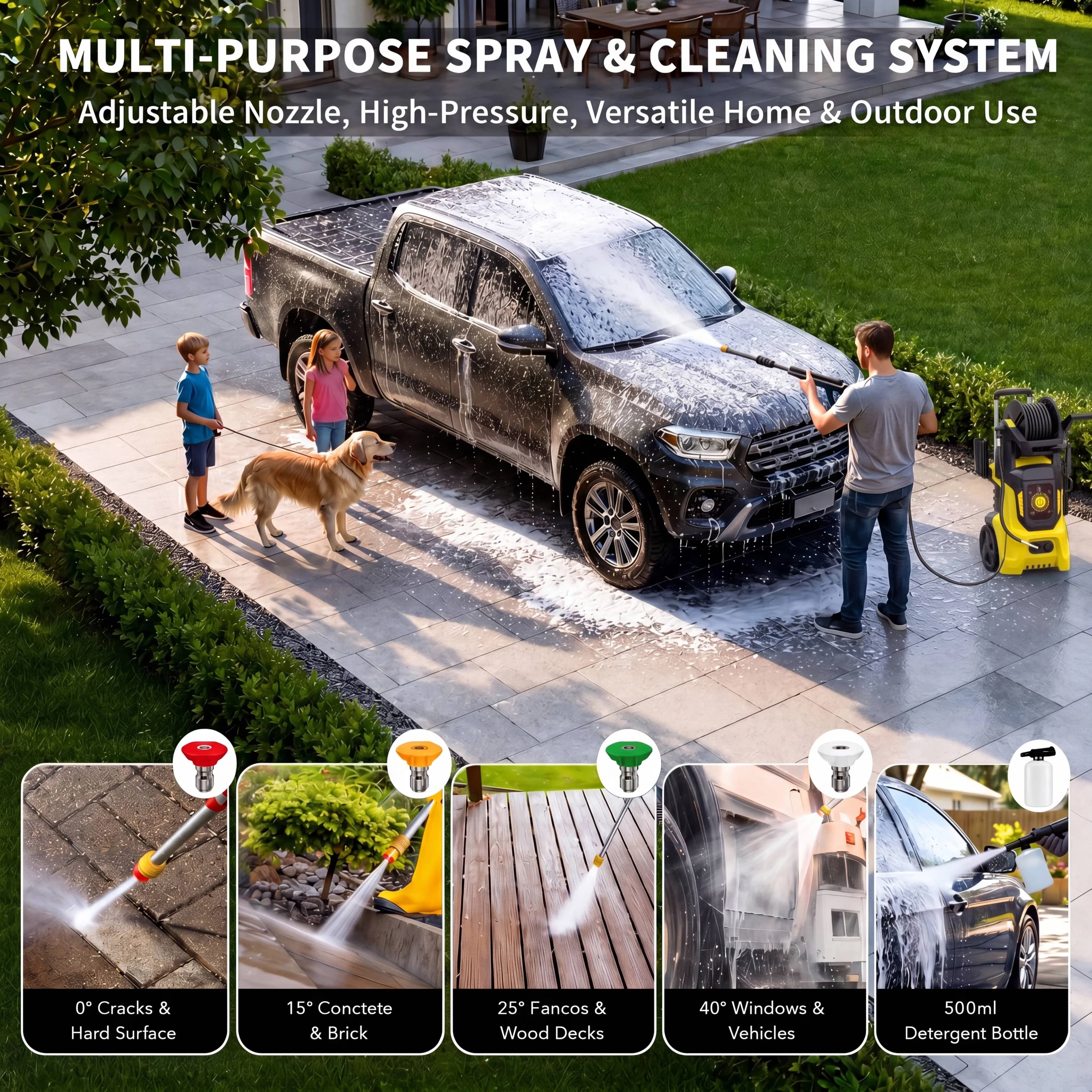 Quality Pressure Washer with Quick Connect Fittings, Kink Resistant Hose - Model B24D91