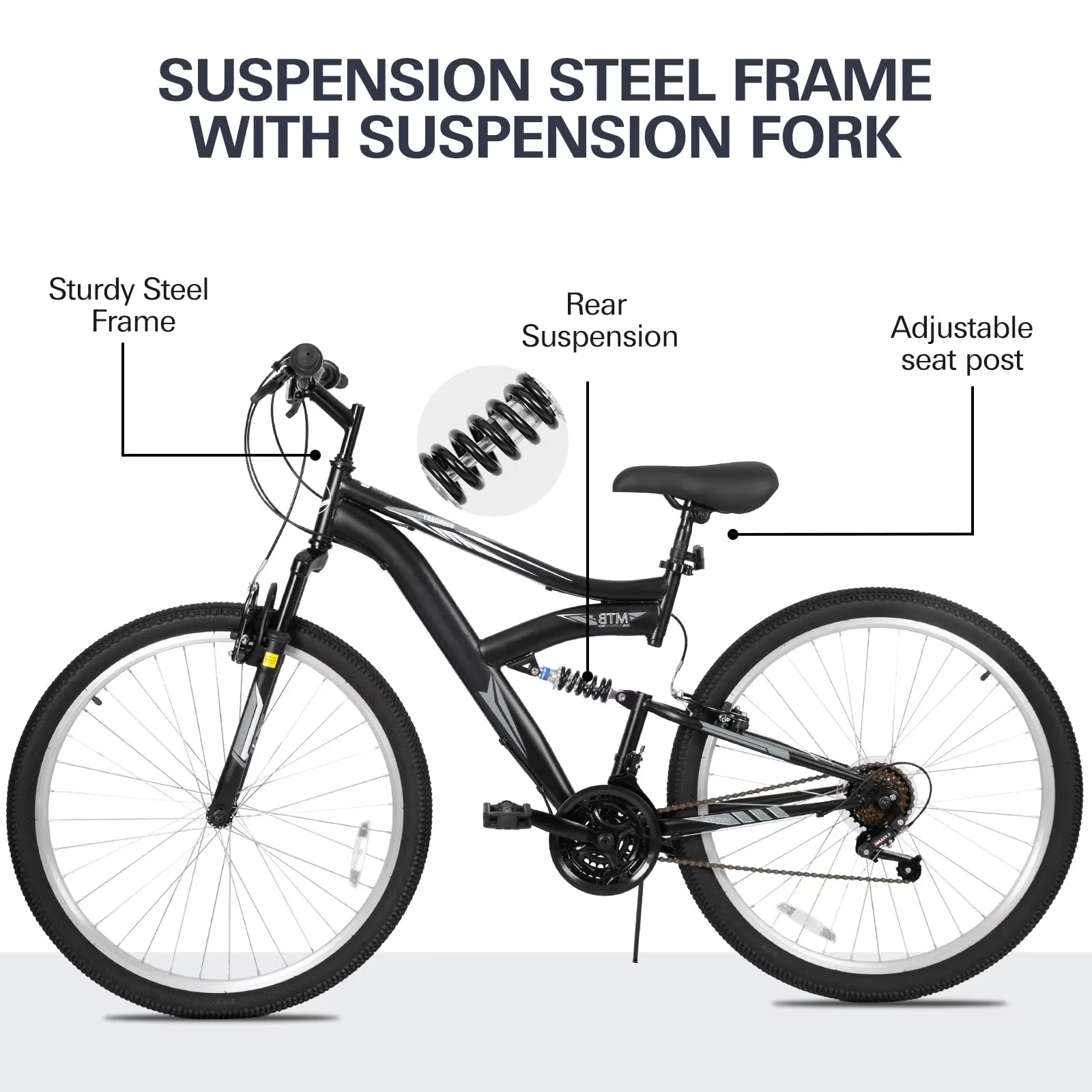 Essential Mountain Bike with Adjustable Seat Height, Adjustable Speed - Black Model DB841B