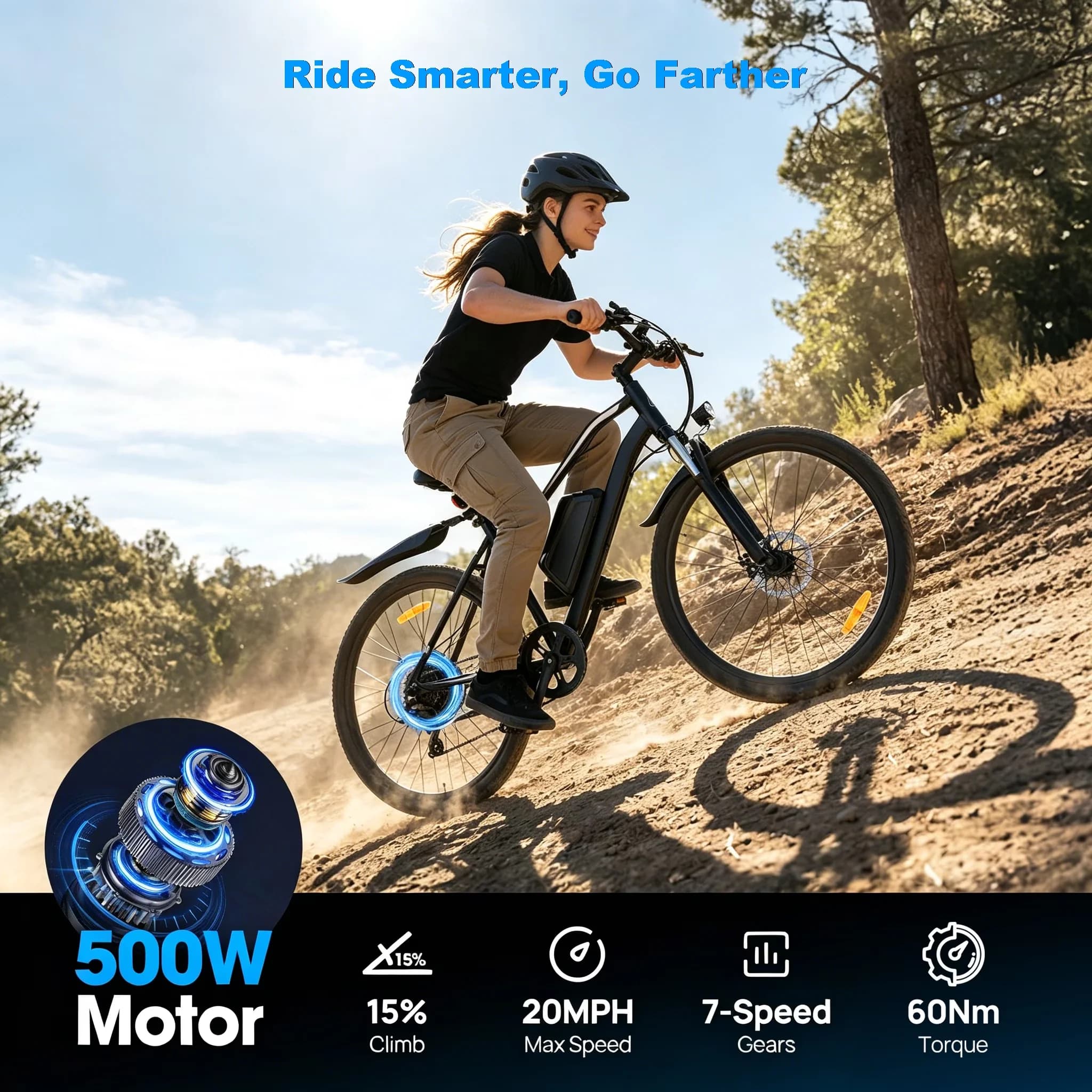 Electric Bike Professional with Battery, 750W, 36V - Black - Durable Build Model 026F13