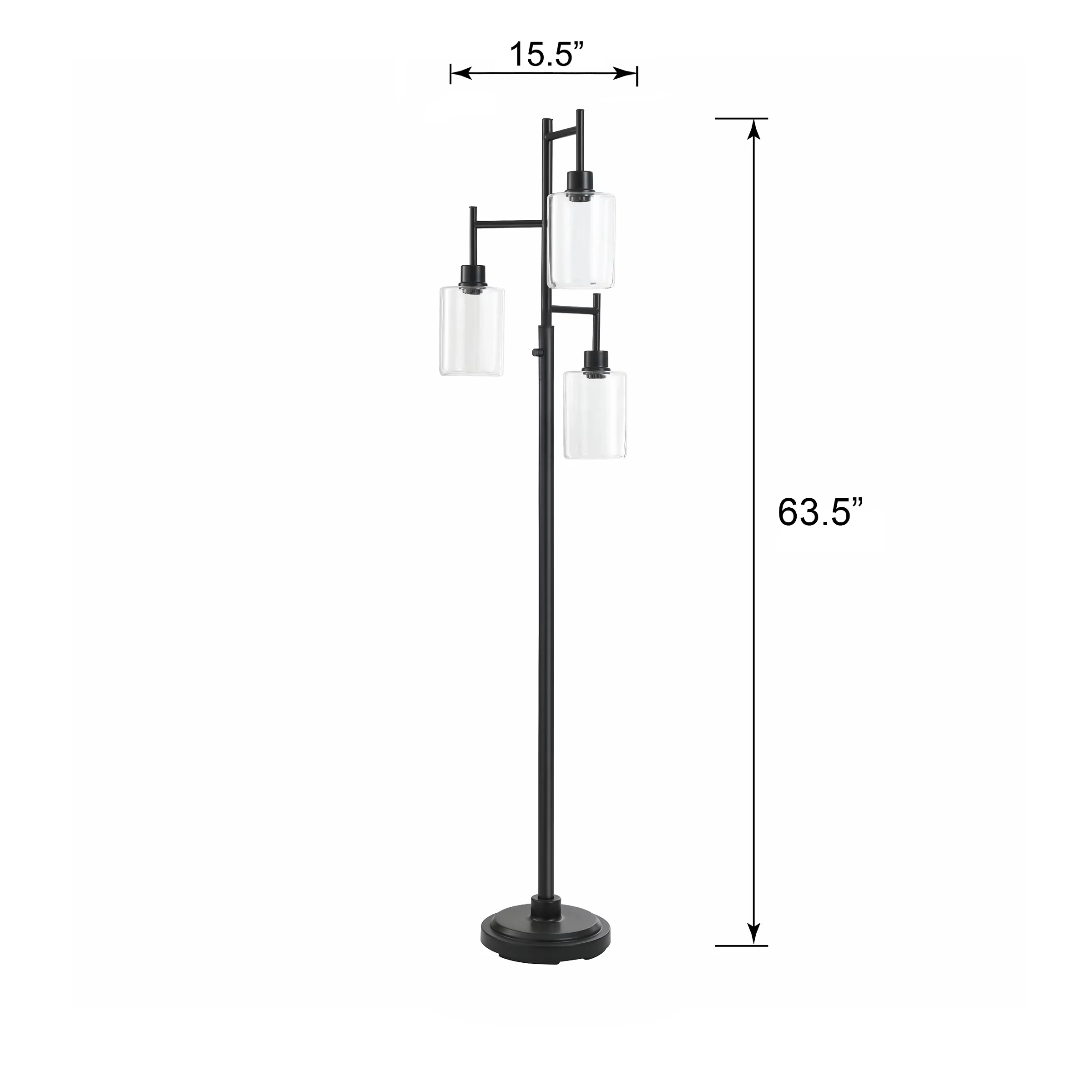 Essential Floor Lamp with Incandescent, Multi-Head Lamps - Black Metal Model 8DEA10