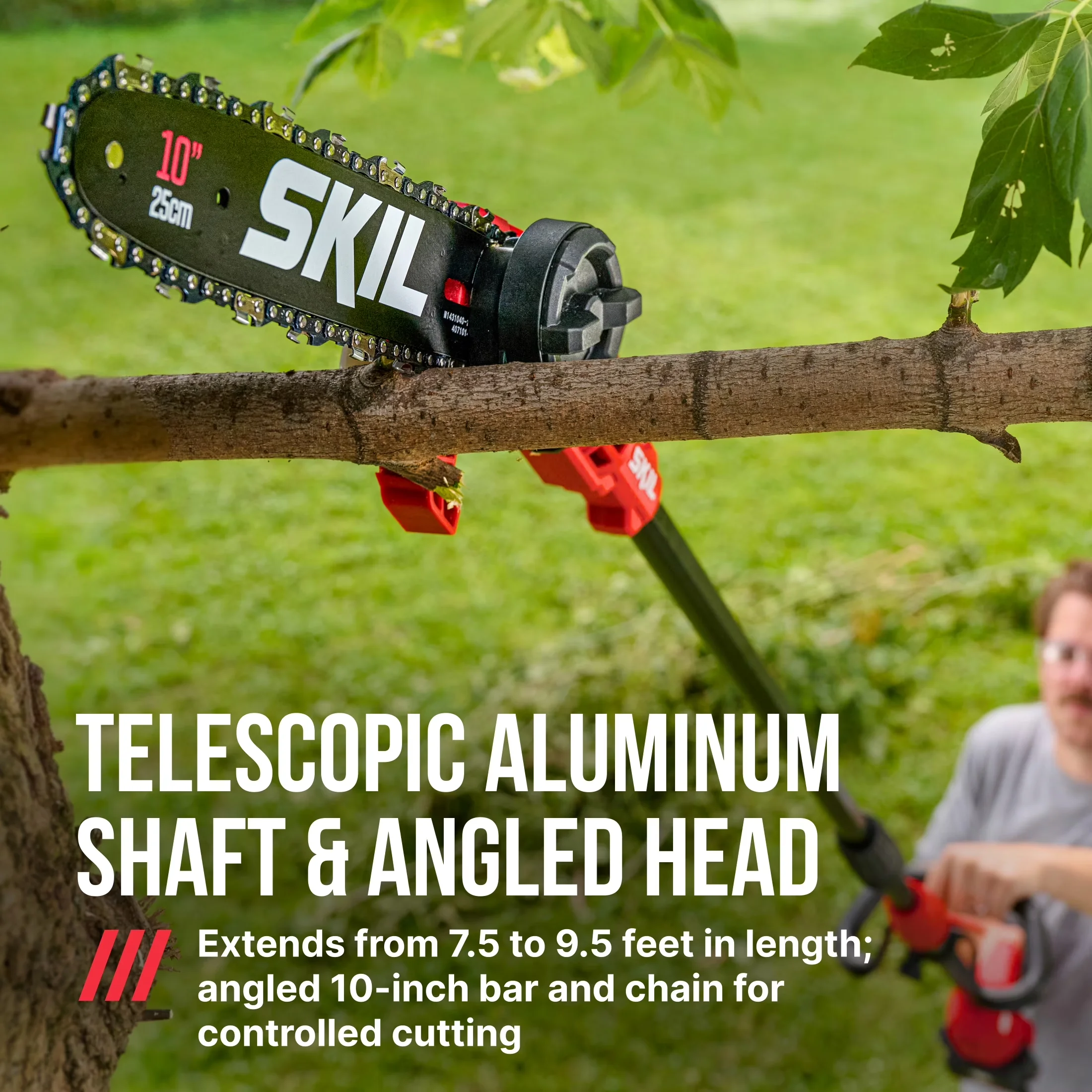 Innovative Pole Saw with Battery, 60W, 40V - Red - Commercial Quality Model 4D4E02