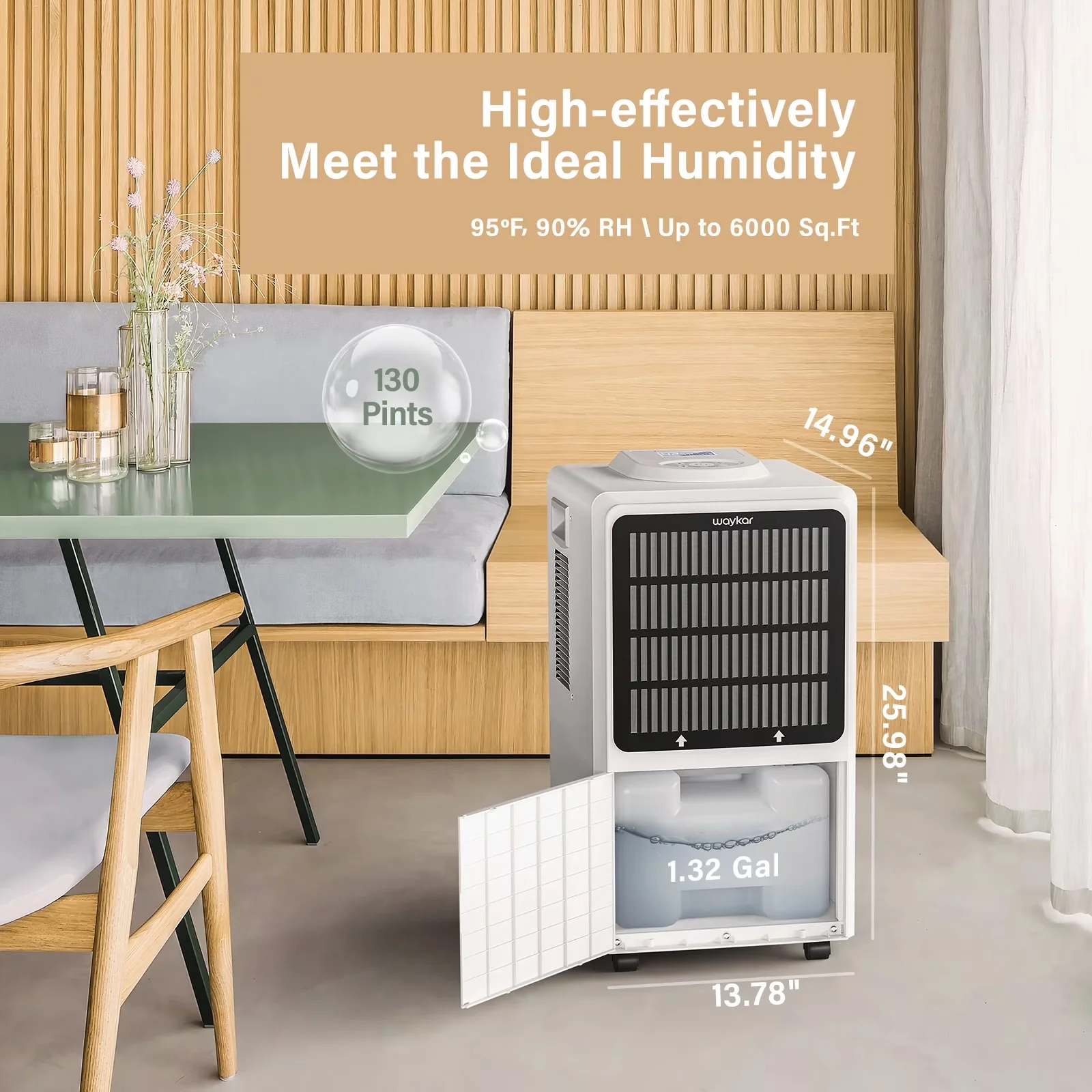 Innovative Dehumidifier with Automatic Shut-Off, Commercial 130 Pint - White 130 Pt for Large, Auto Model 1BE210