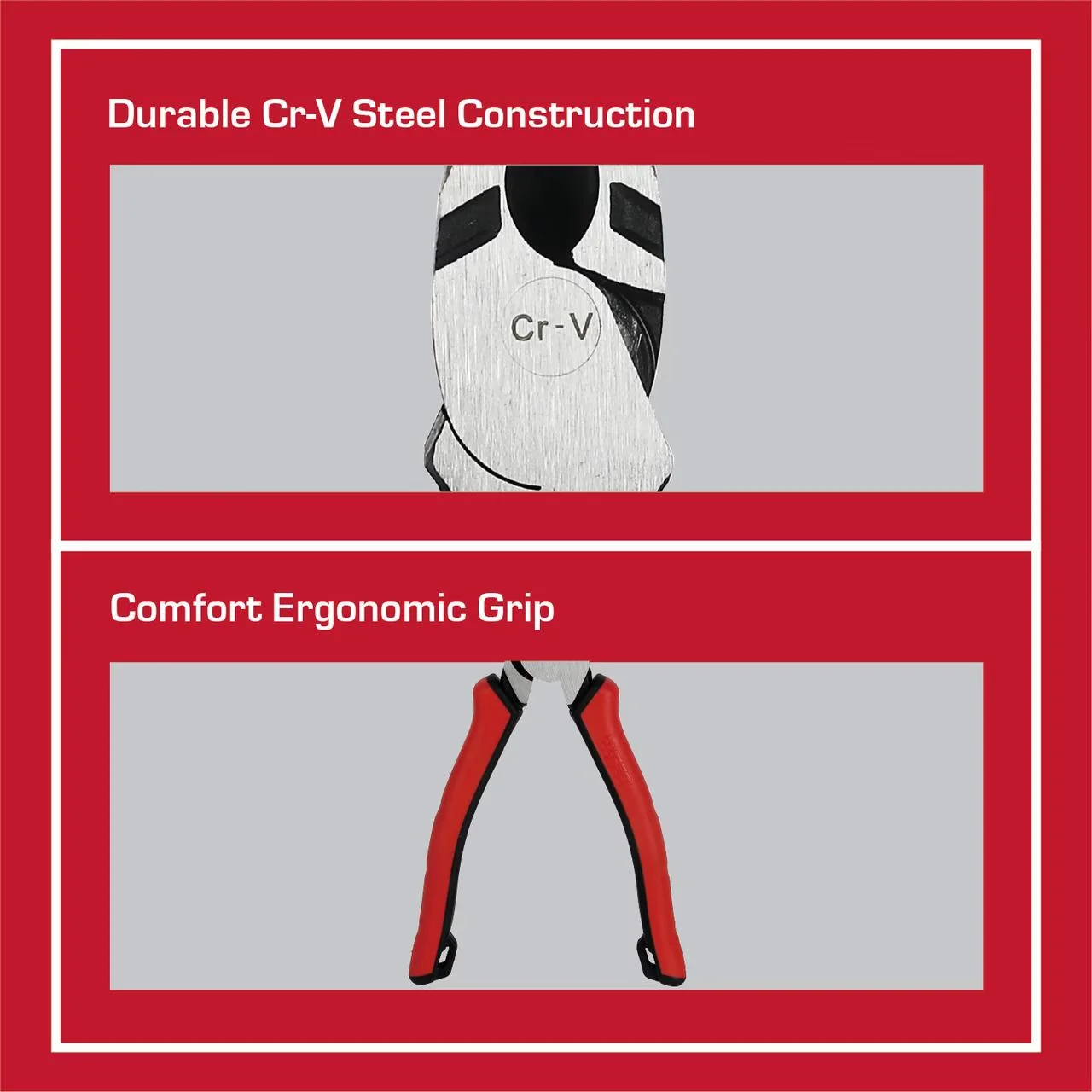 Efficient Hand Tool with 8-inch High Leverage Linesman Pliers, Dual Material Comfort Grips - Red 8" Model 6DC917