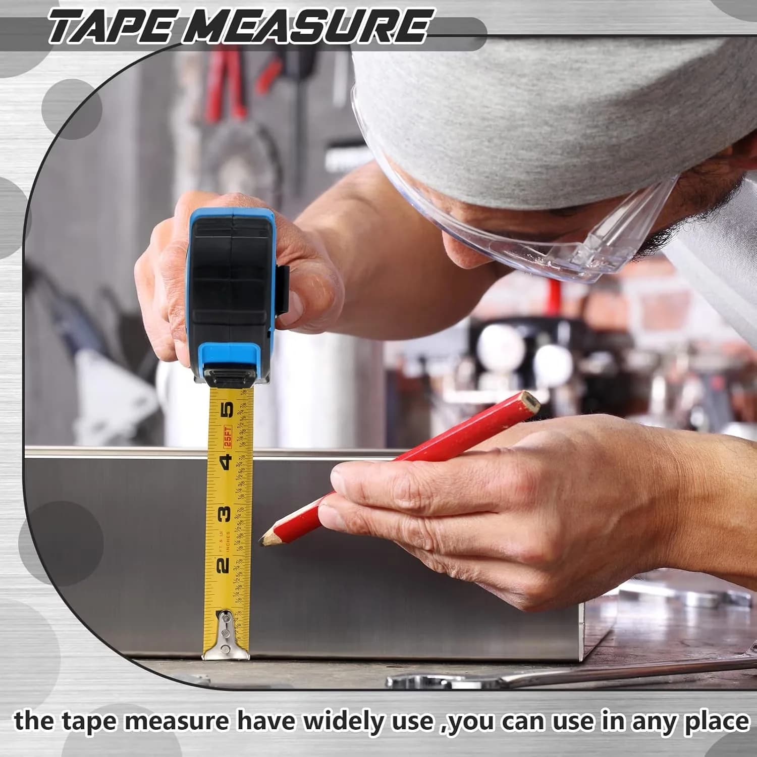 Efficient Measuring Layout with Easy To Read, Blue), 10 Pack Tape Measure - Blue Abs Tpr Model FB95DB