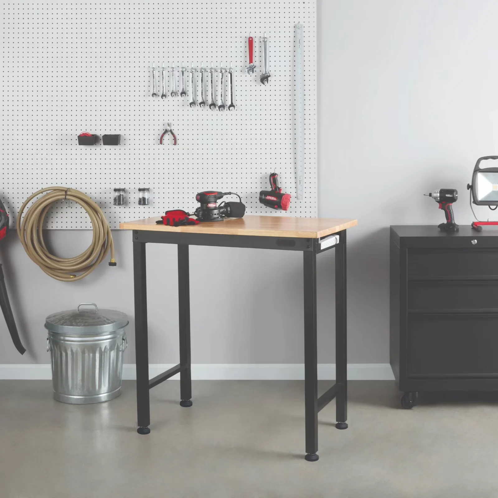 Efficient Toolstorage with Multi-Purpose, Spacious tabletop - Black Wood, Steel Model 46A62A