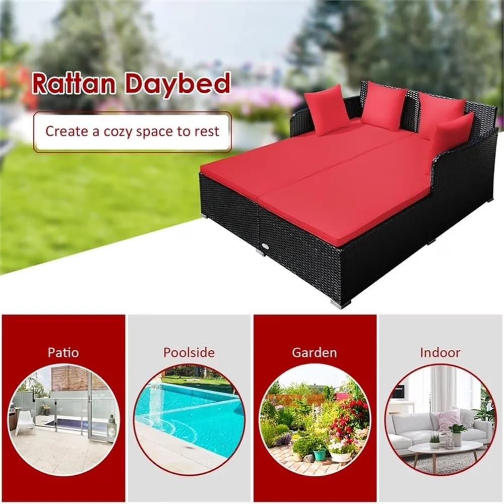 Outdoor Sofas Sectional Stylish - Rattan Red Patio - Easy to Use Model CB59D0