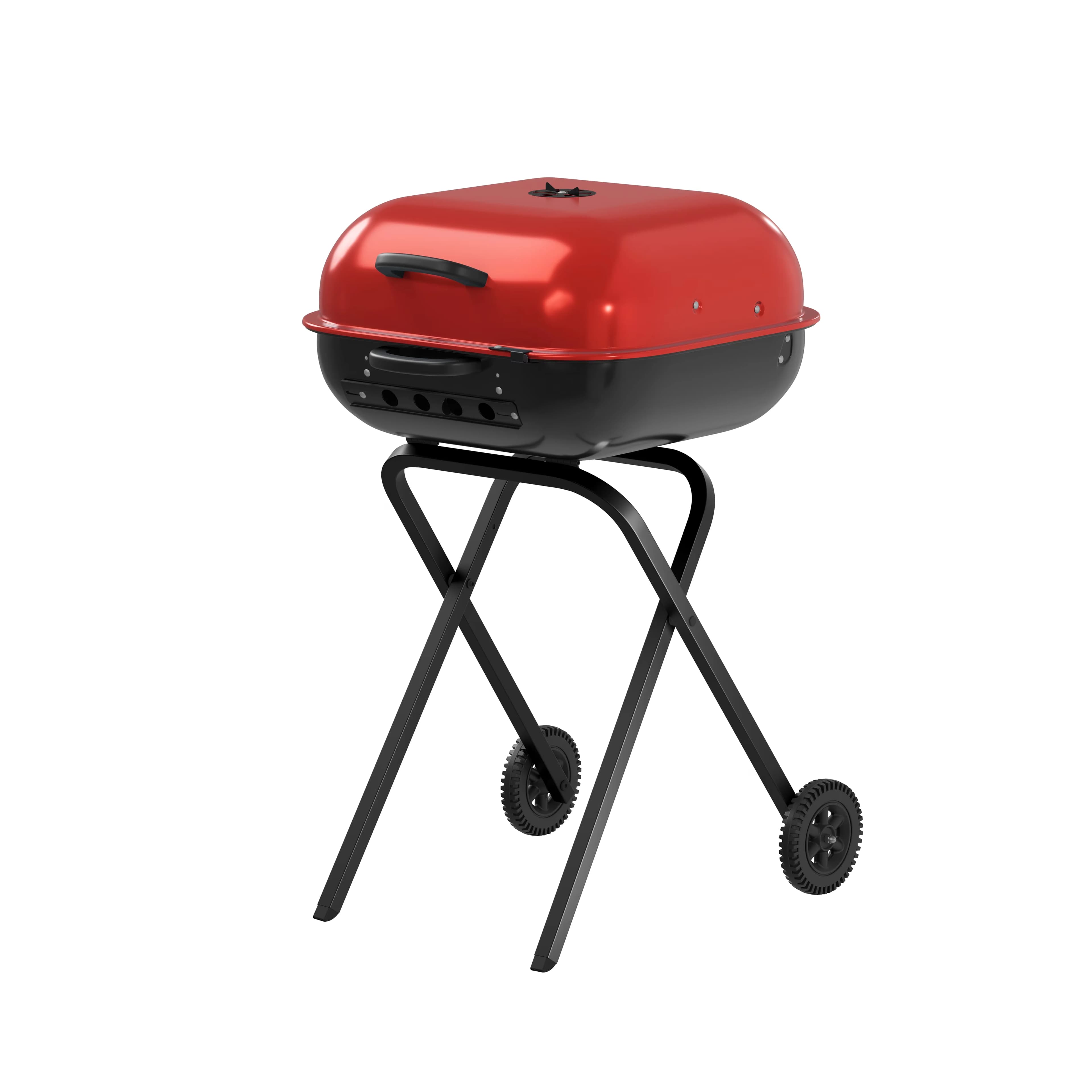 Efficient Charcoal Grill with Portable, Locking Lid, Foldable - Steel Red Model 47BB39