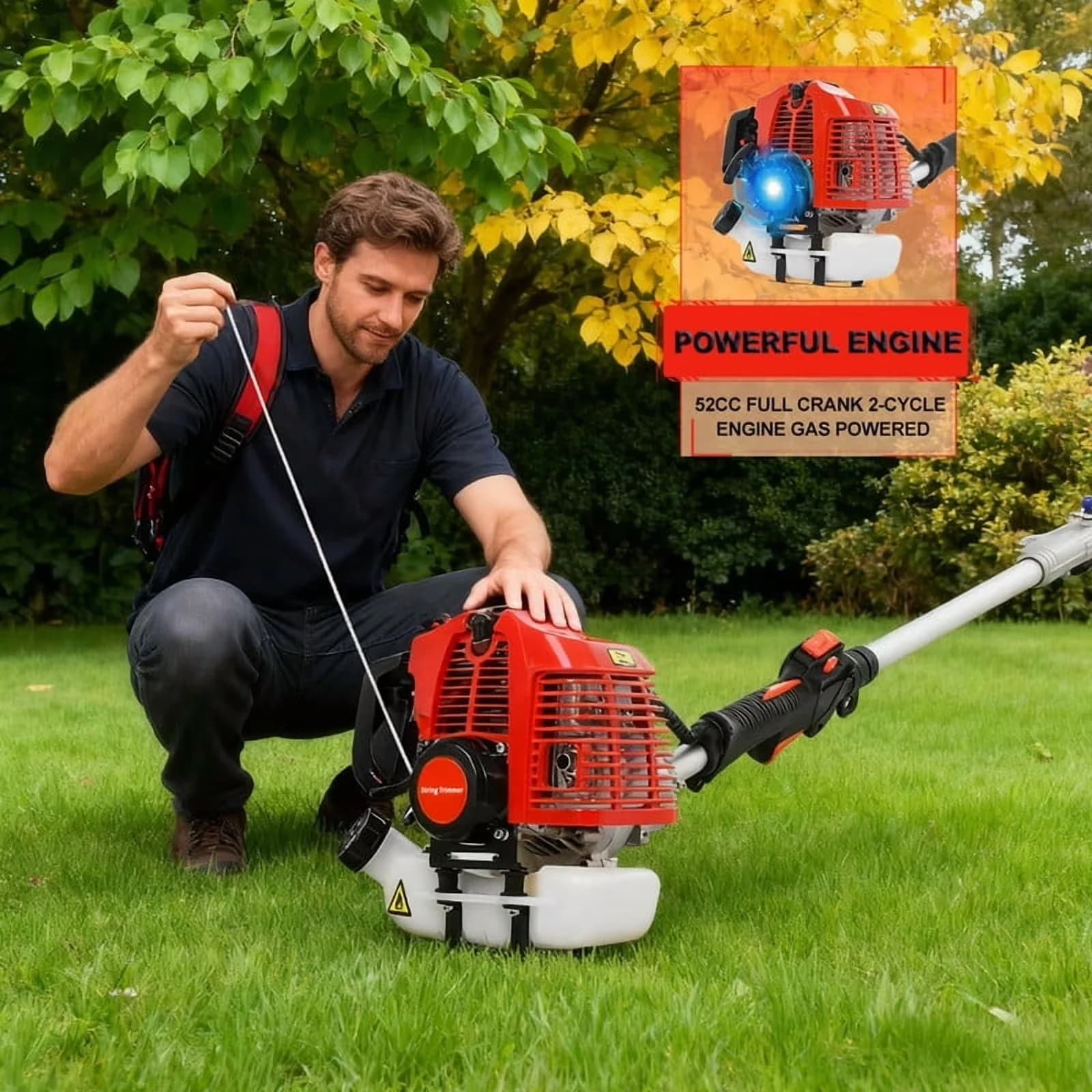 Efficient String Trimmer with Edger Conversion Capable, Attachment Capable - Red Model 4AB73B