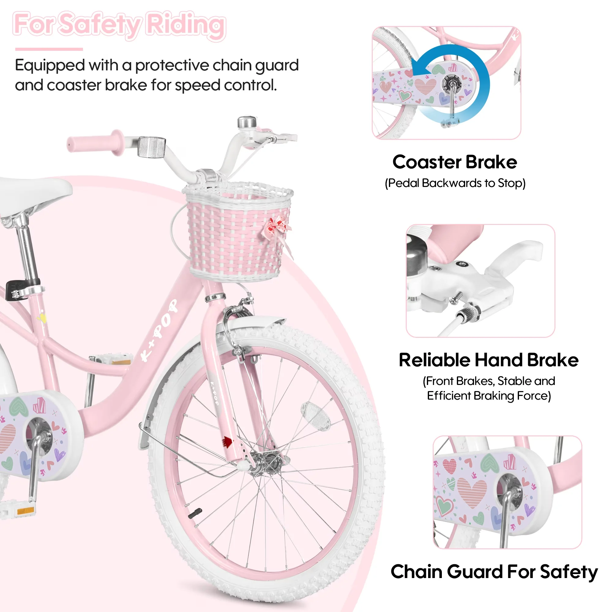 Premium Kids Bike with Adjustable Height, 20 Inch - Pink 7-12 - Easy to Use Model 5CCD98