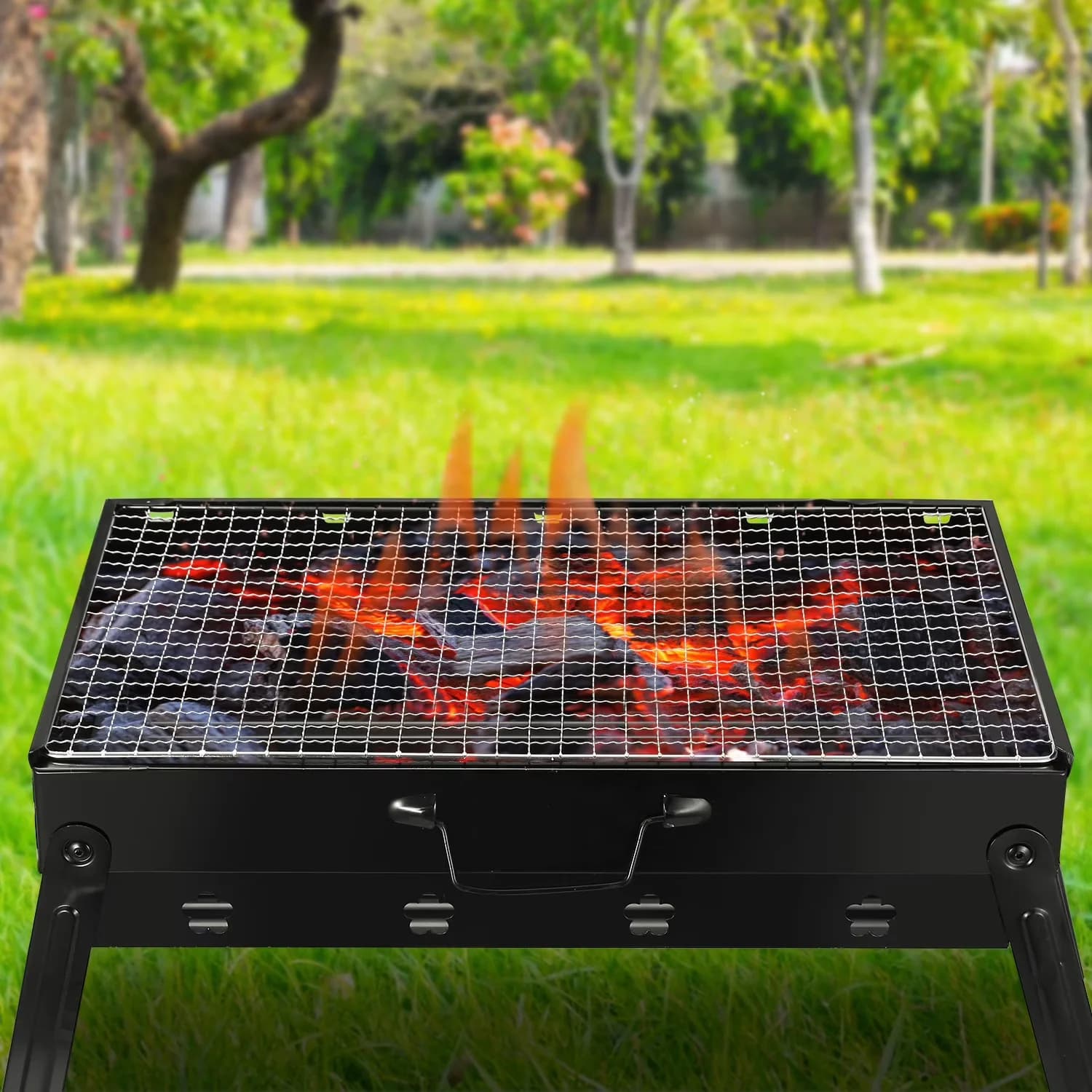 Efficient Flat Top Grill with Portable, Package List: 1×Portable BBQ Grill - Stainless Steel Black Model 170A63