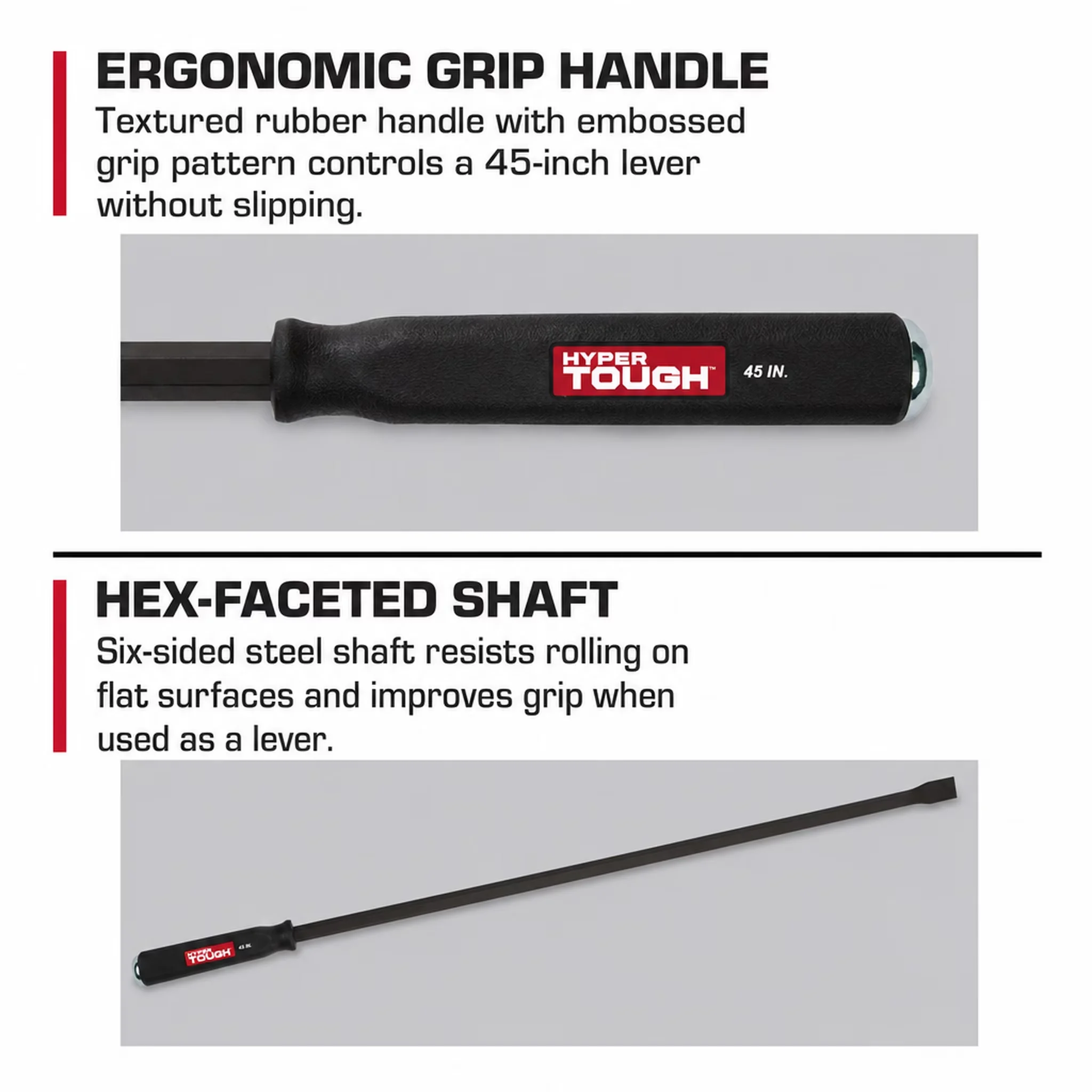 Essential Hand Tool with Rust Resistant, Heavy-Duty, 45-Inch Steel Pry Bar - Steel Black Model 03868E