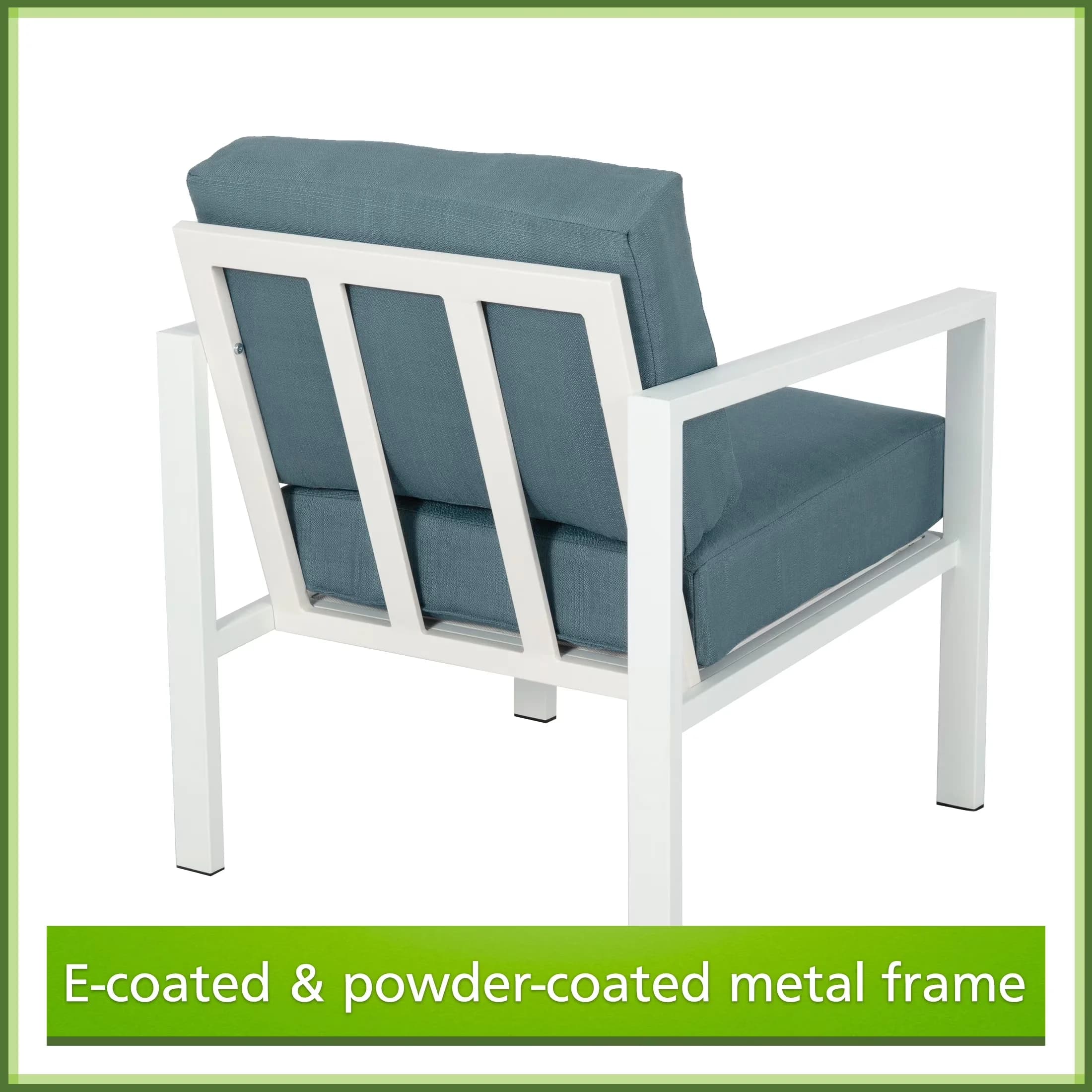 Classic Patio Conversation Set with Weatherproof, Set seats up to 4 people - Olefin Blue Model 670DE0