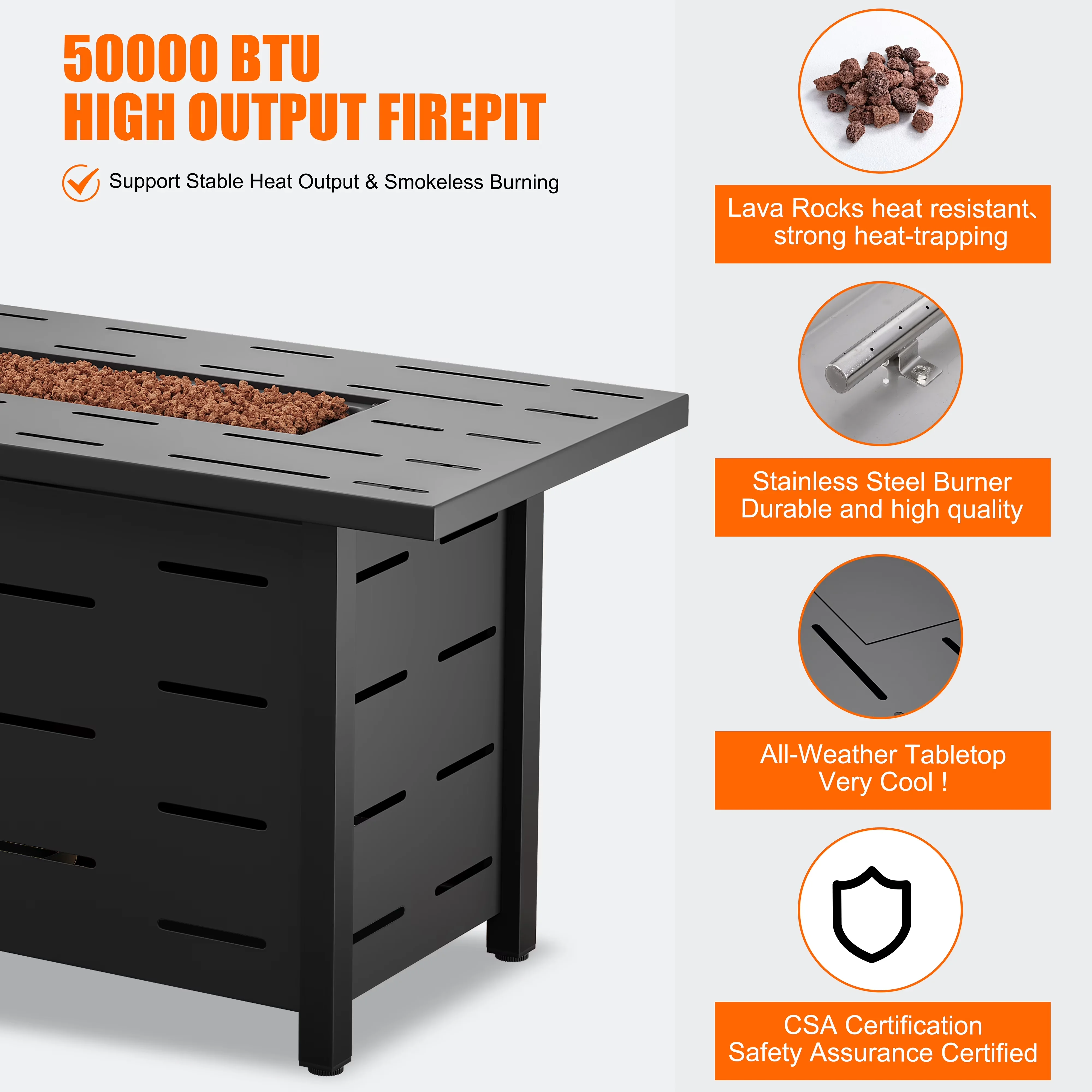 Outdoor Heating Reliable with 50000 BTU, Adjustable Flame - Black Metal Model B6313C