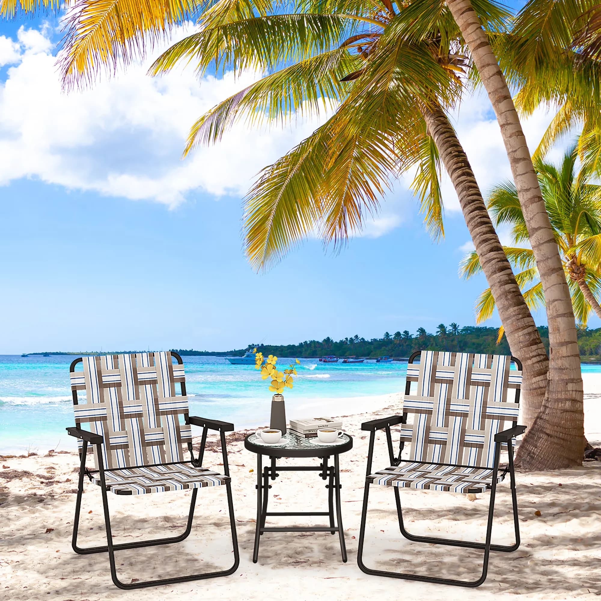 Beach Chair Sleek with 2W, Folding - Brown for Home and Office Model 2CE327