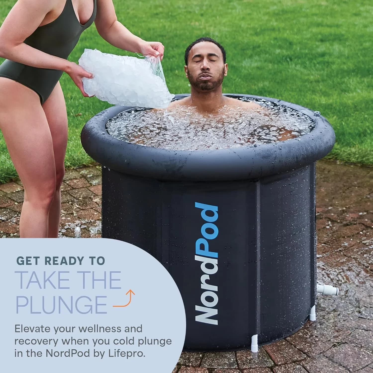 Compact Hot Tub with Inflatable, Puncture Proof, Cold Plunge - Black NordPod Model 1EBDB9