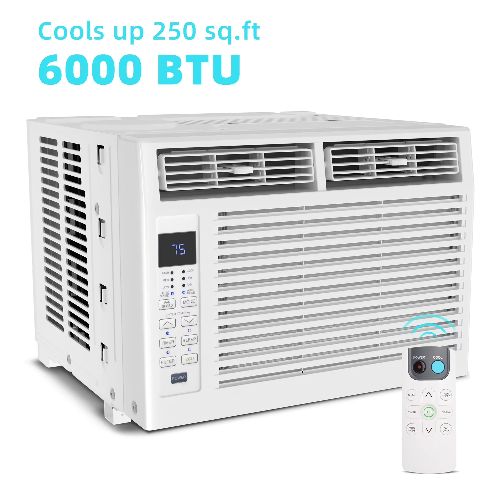 Air Conditioner Sleek with 6000 BTU, Remote Controlled, Timer - 6 In - Traditional Style Model E7B14D