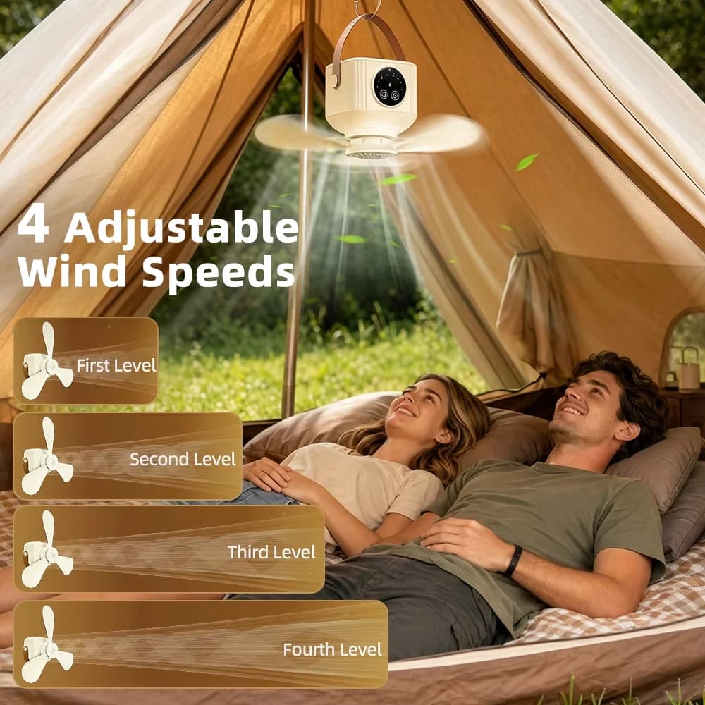 Ceiling Fan Professional with LED, Eclectic, Portable - Beige for Patio, Rv Model 3AE84C