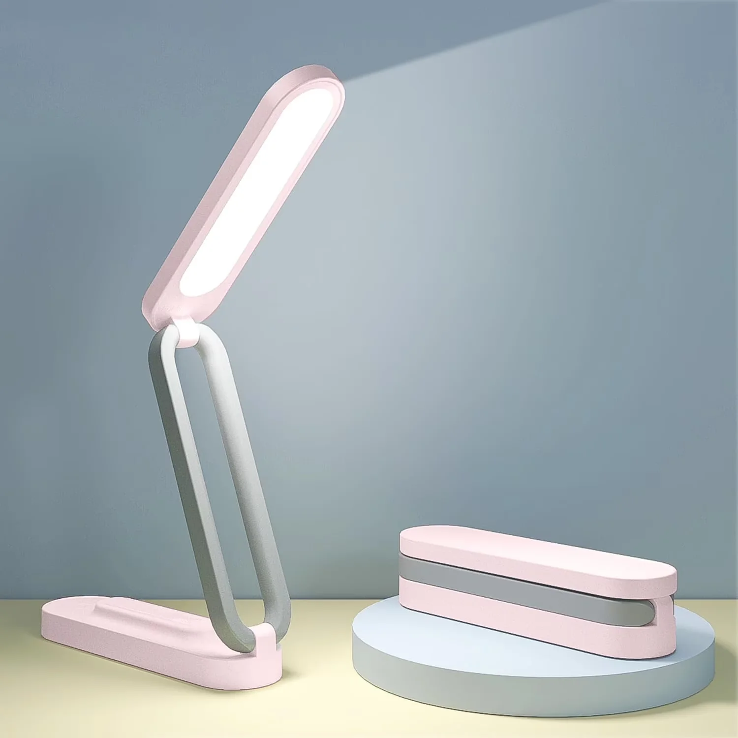 Essential Desk Lamp with LED, Battery, Dimmable - Pink for Office, Home Model 523E4F