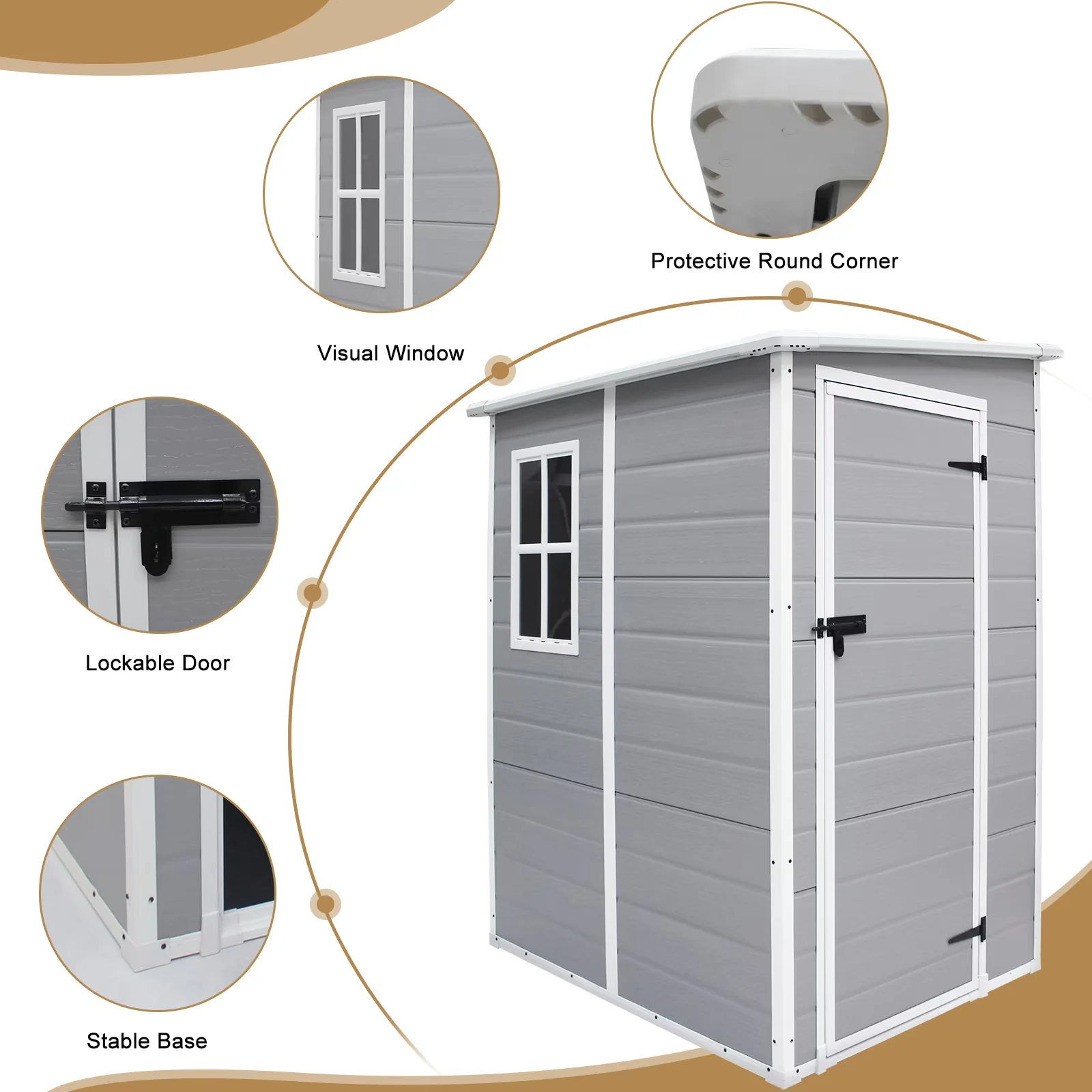 Modern Shed with Water-Resistant - Resin Gray Outdoor - Reliable Performance Model 60323F
