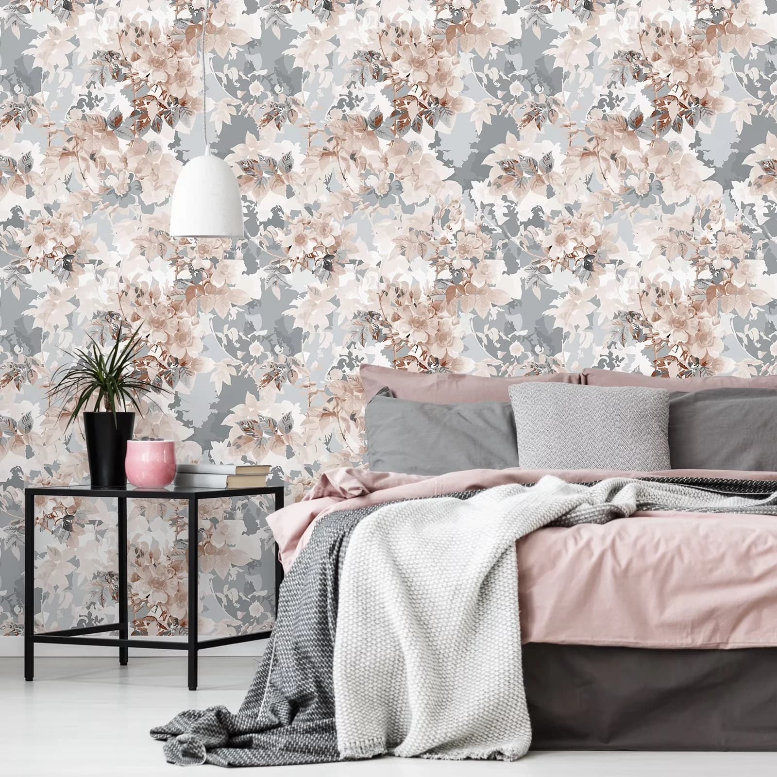 Classic Wallpaper Wall Decals Wall Covering with Waterproof - Grey Pink Vinyl Model 06643B