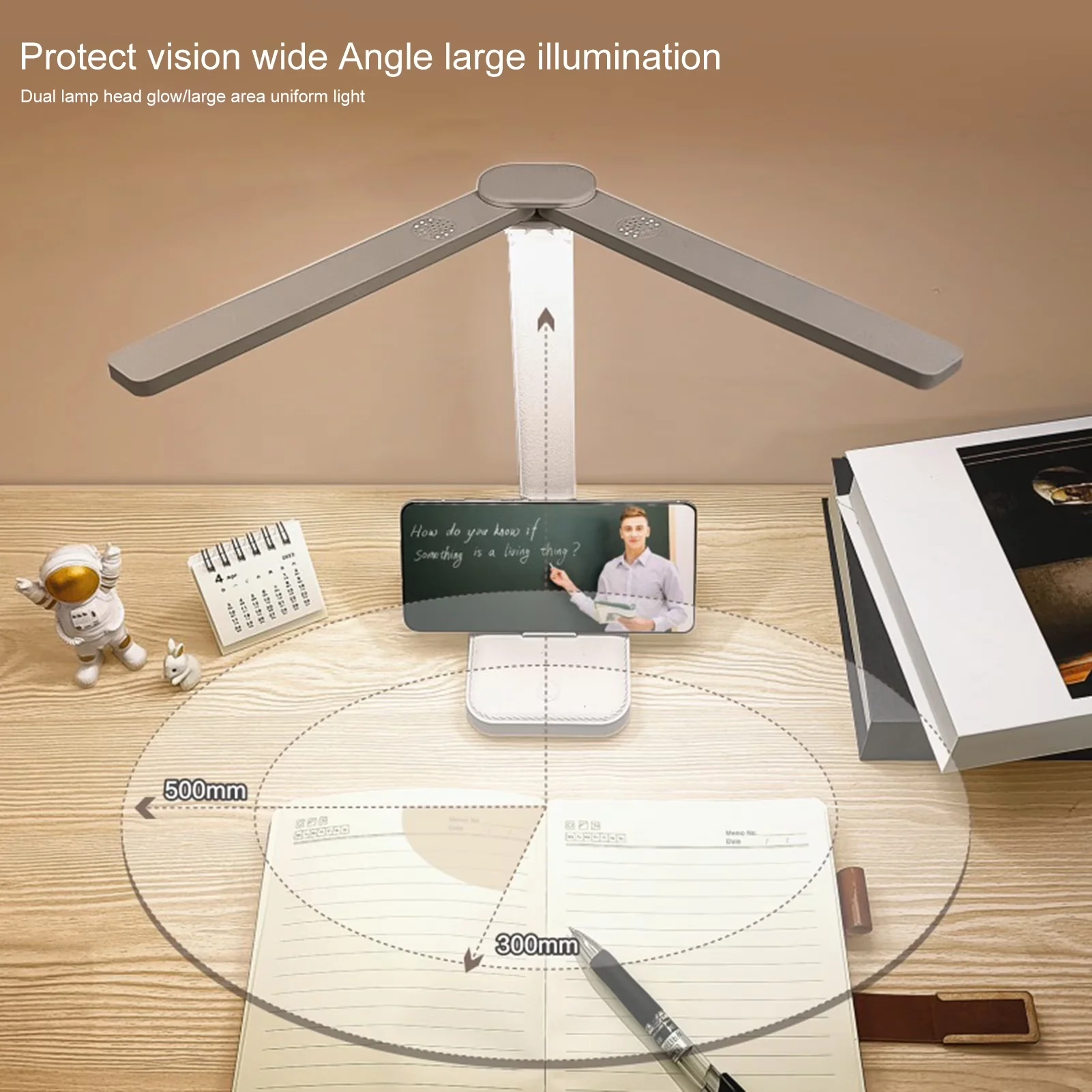 Desk Lamp Durable with LED, Battery - Plastic White Reading - Low Maintenance Model 0A2671