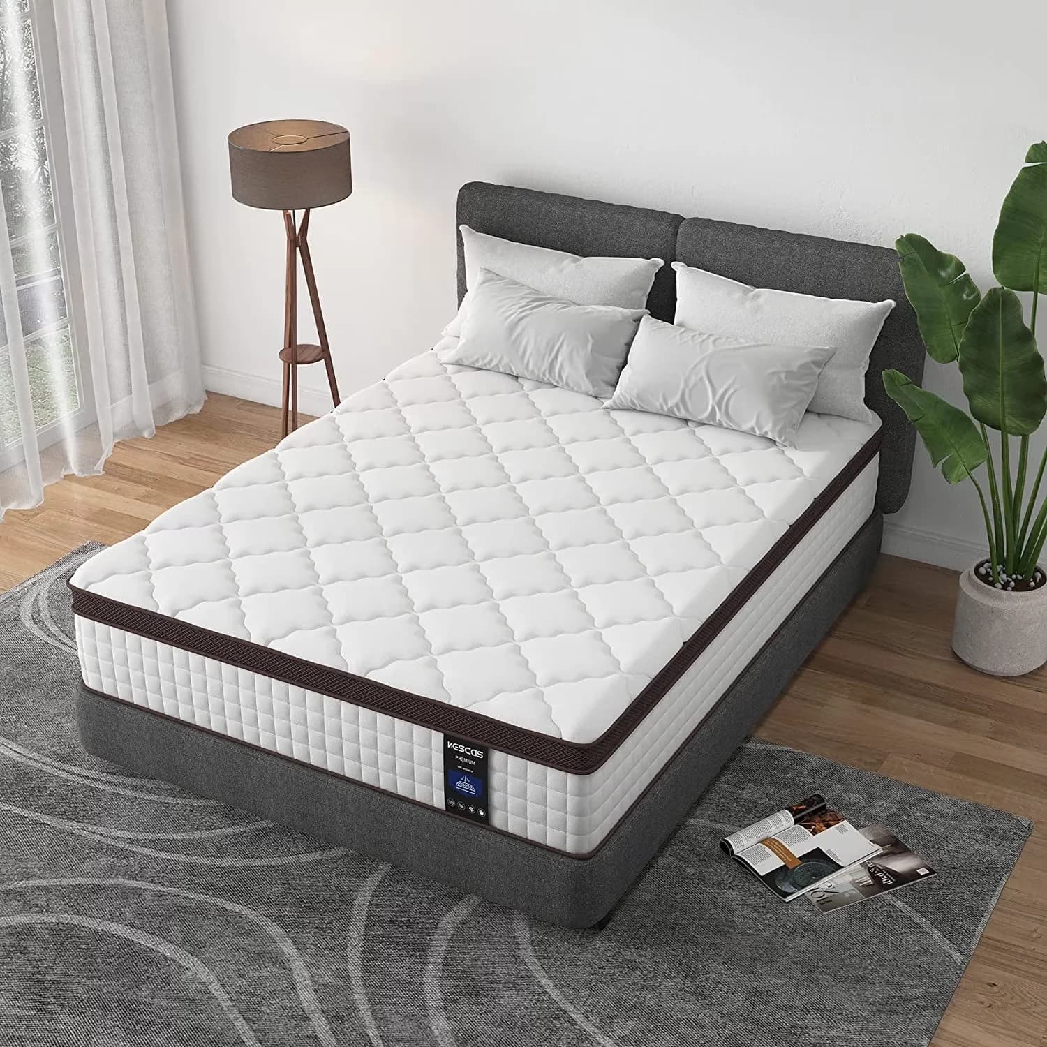 Mattresses Accessory Stylish with Mattress-In-A-Box, 10 Inch Hybrid Mattress Twin - White Memory Foam Model 754D0A
